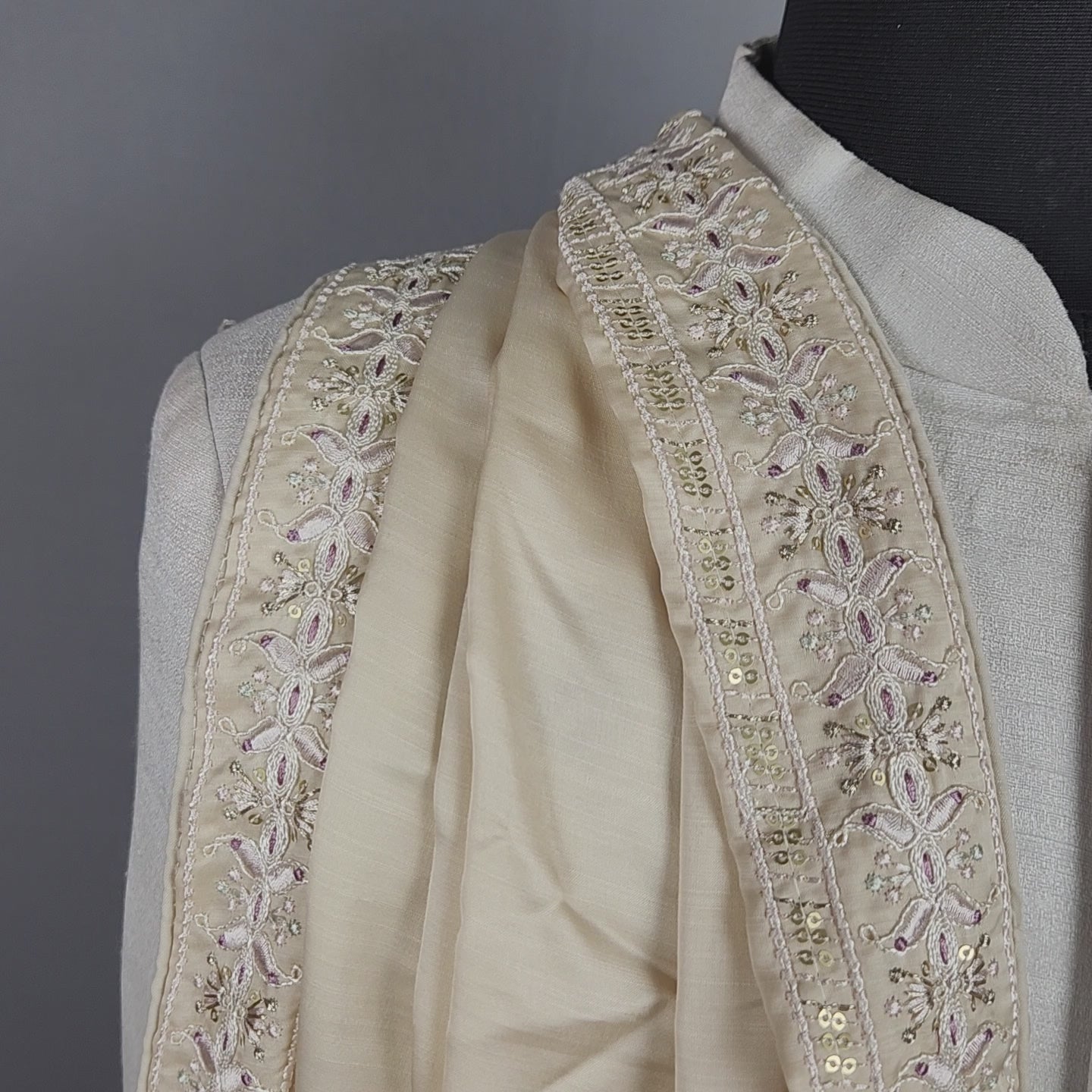 Rose Gold Groom Shawl - Gold Sequin and Resham | Shawl For Men