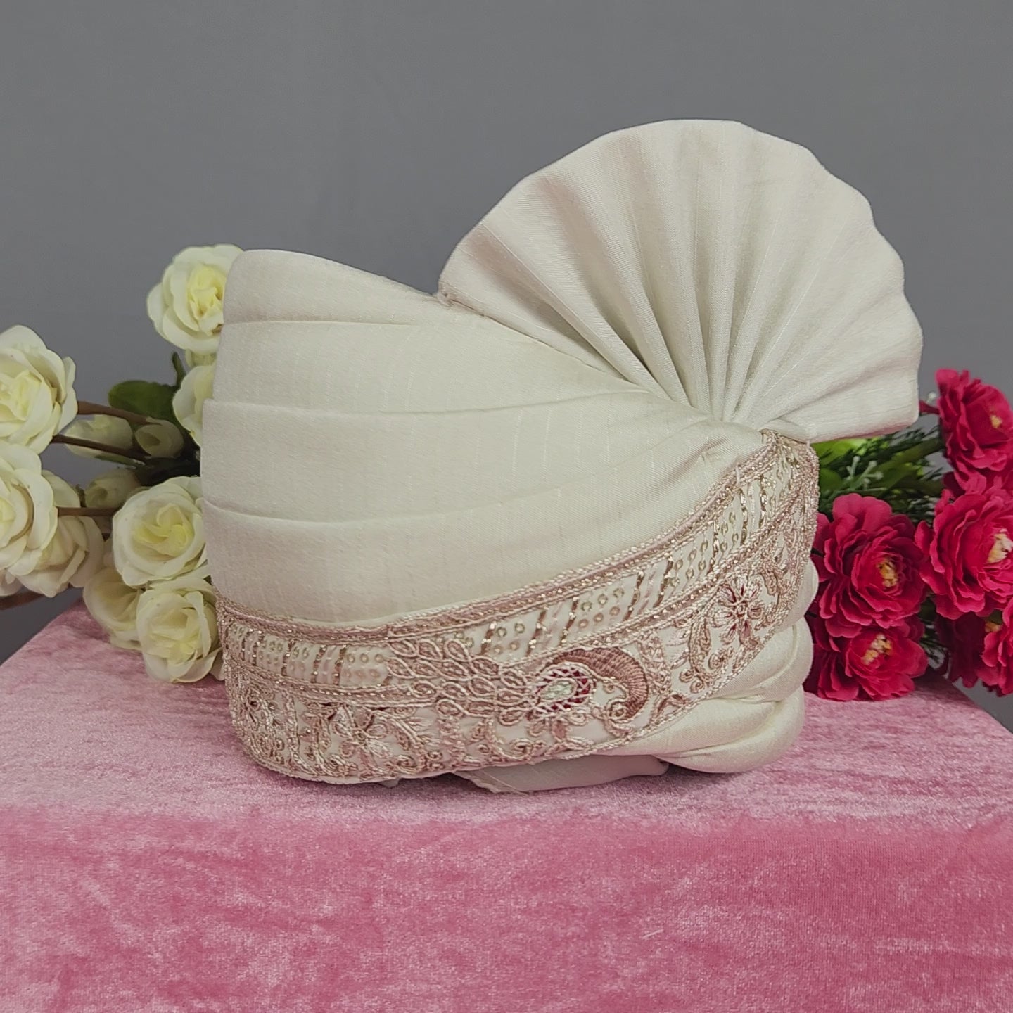 Rose Gold Groom Turban Shawl | Dupatta Safa Set For Men