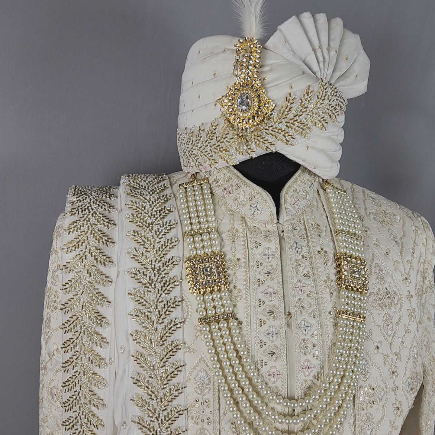 Off-White Groom Sherwani WITH Thread Work
