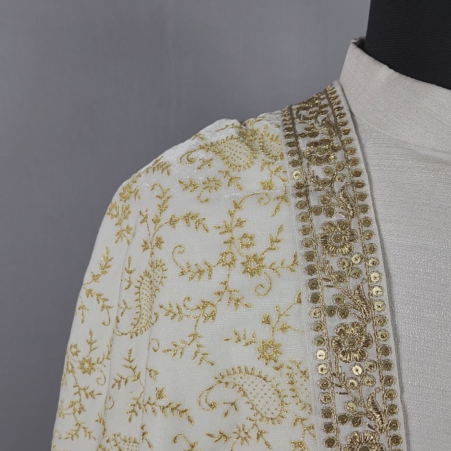 White Groom Stole WITH Gold Printed
