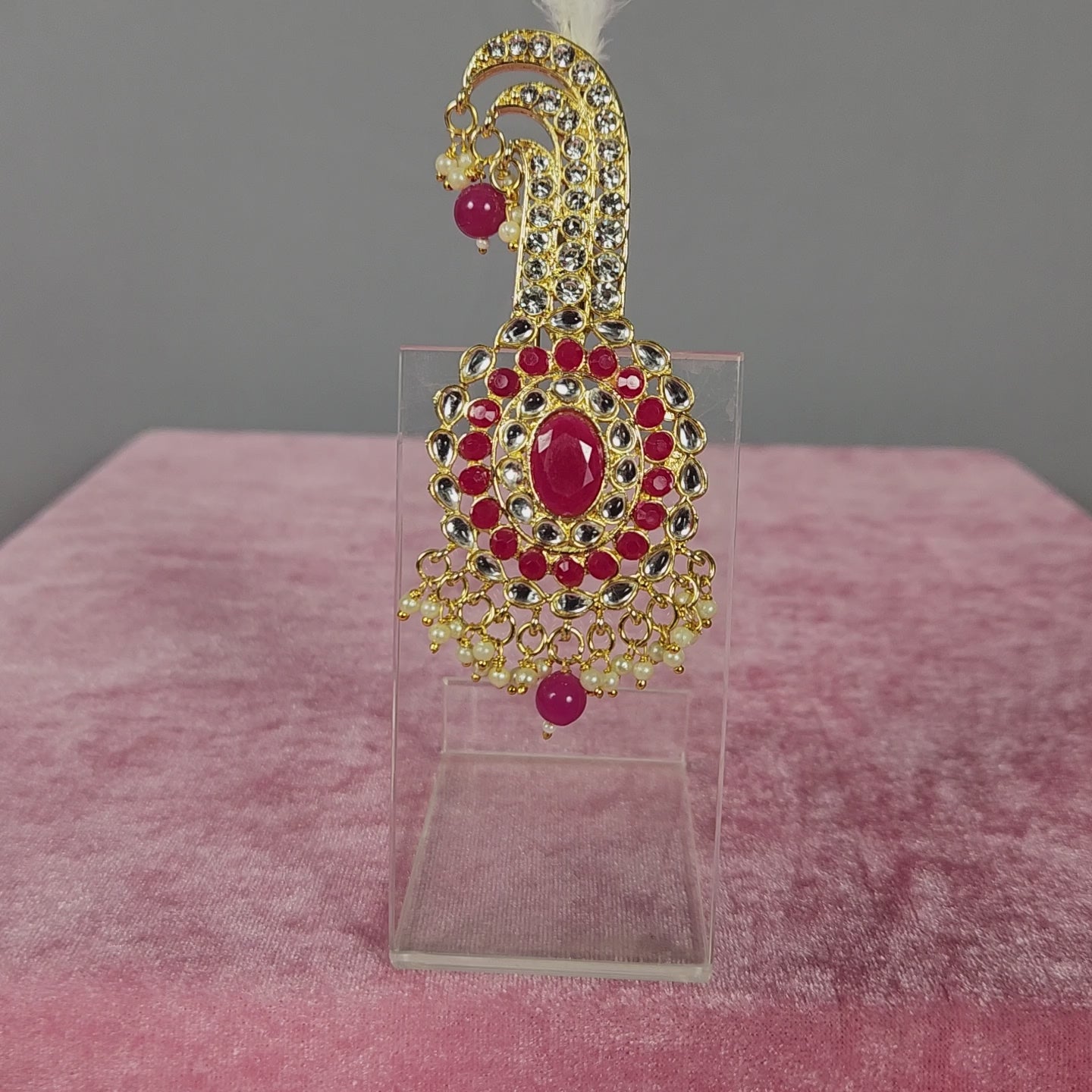 GROOM TURBAN BROOCH WITH MAGENTA STONES