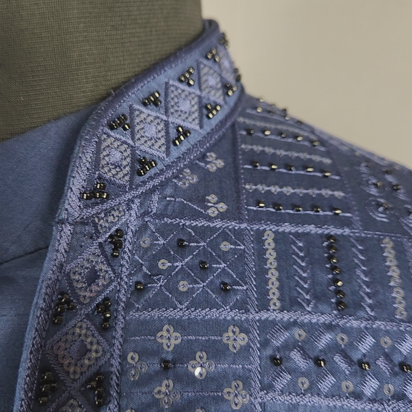 Blue Indo-Western Sherwani for Groom -  Indian Wedding Outfit for Men