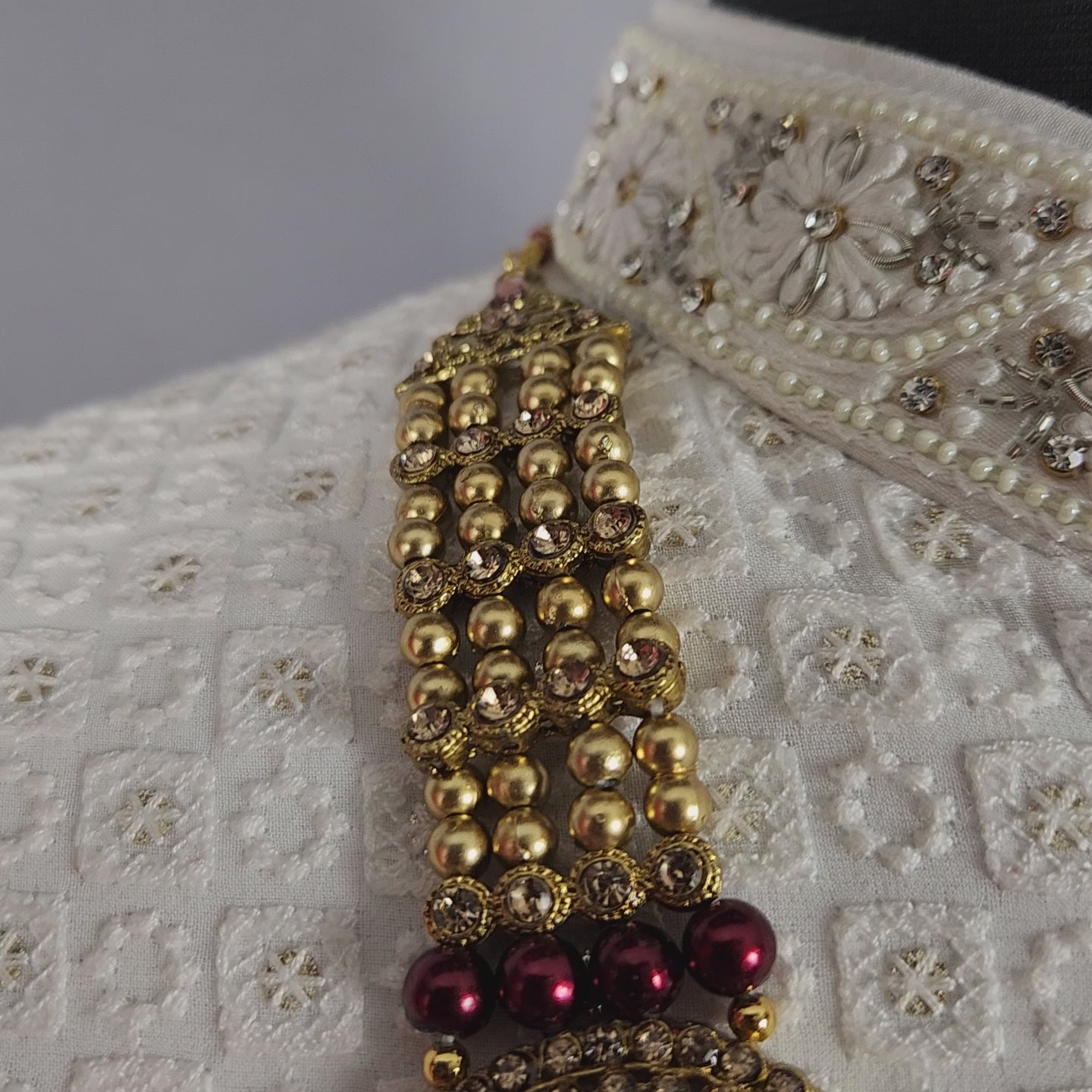 Golden Red Necklace for Groom