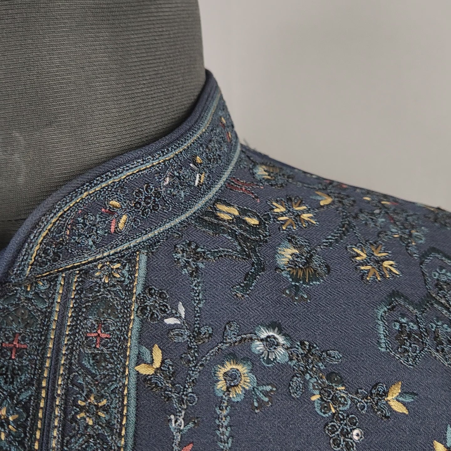 Blue Indo-Western Sherwani for Groom -  Indian Wedding Outfit for Men