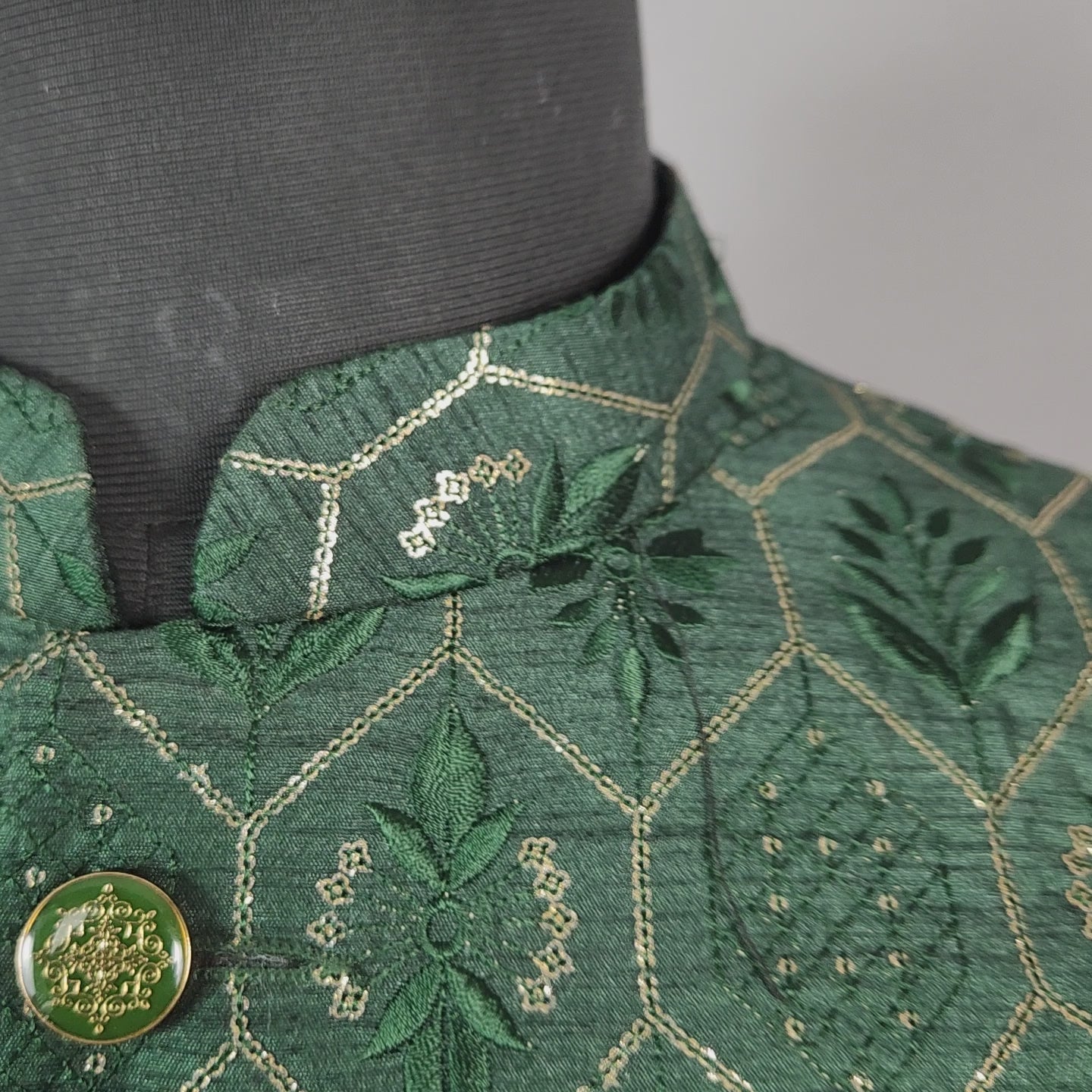 Green Nehru Jacket for Men | Indian Ethnic Waistcoat for Weddings & Celebrations