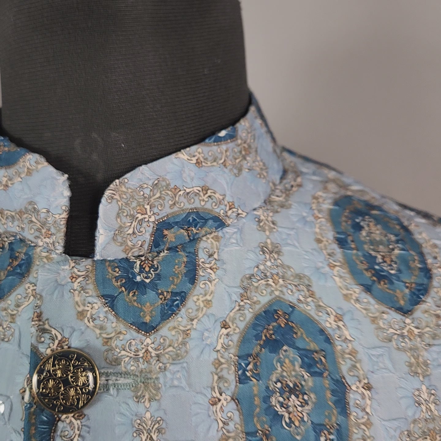 Sky Blue nehru jacket for men - Indian ethnic waistcoat ideal for weddings, festive events, and traditional functions