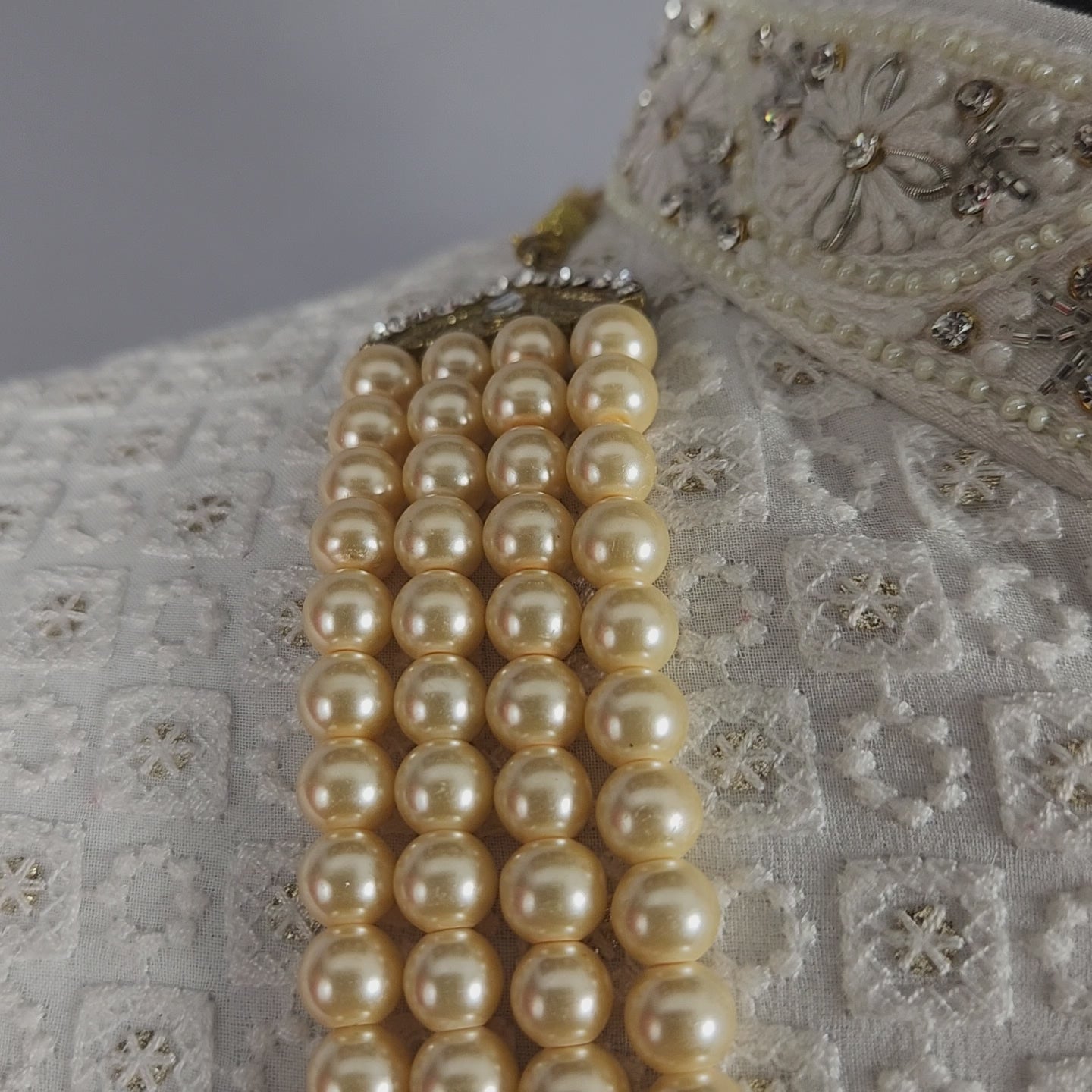 Emerald Pearl Necklace Groom Wedding Mala For Sherwani