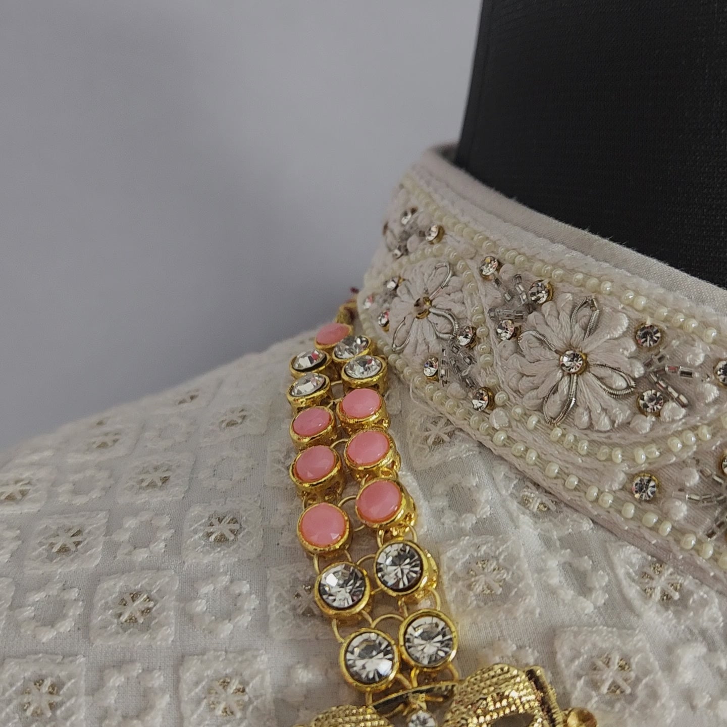 Peach Kundan Necklace for Groom