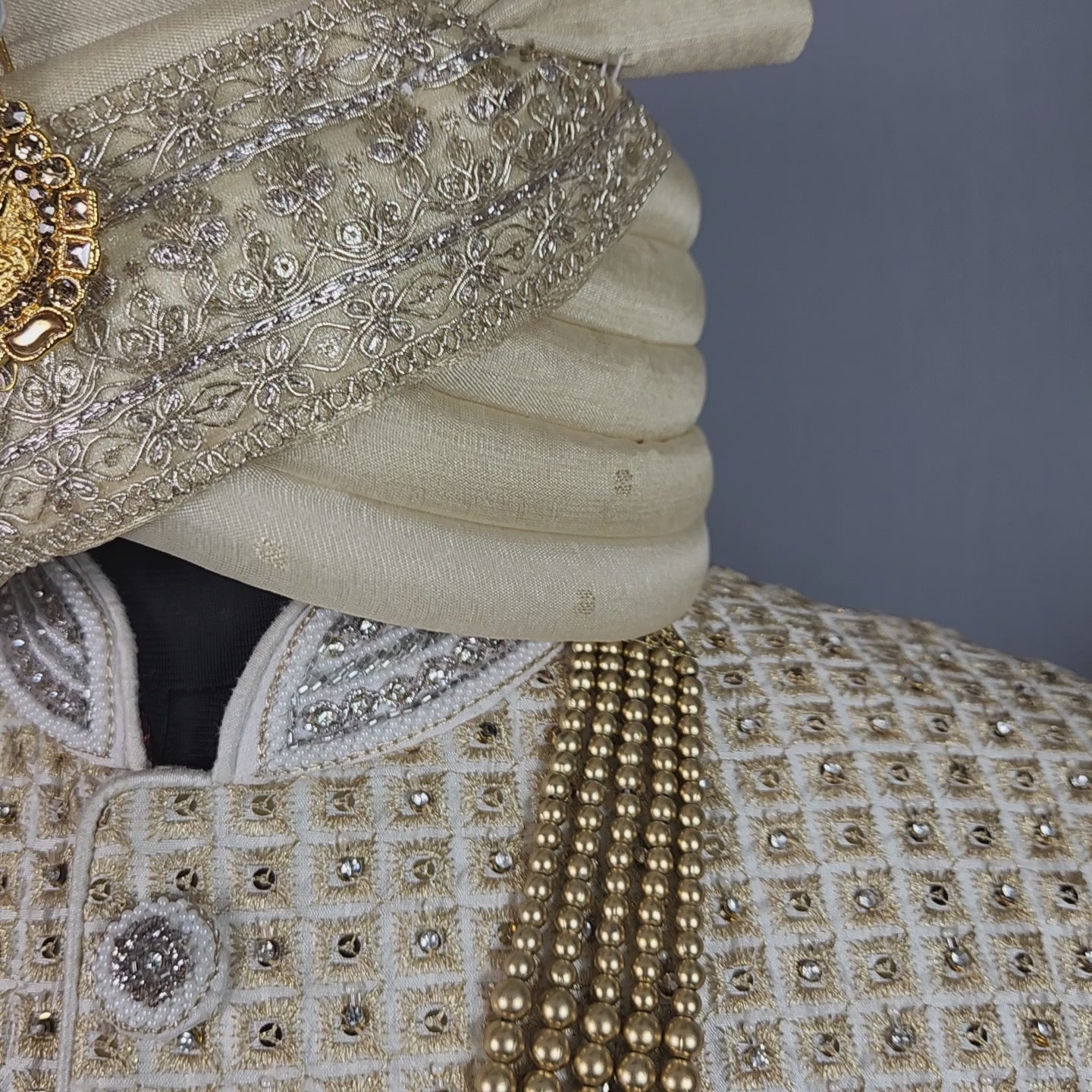 Beige Sherwani for Groom  -   Indian Wedding Outfit for Men