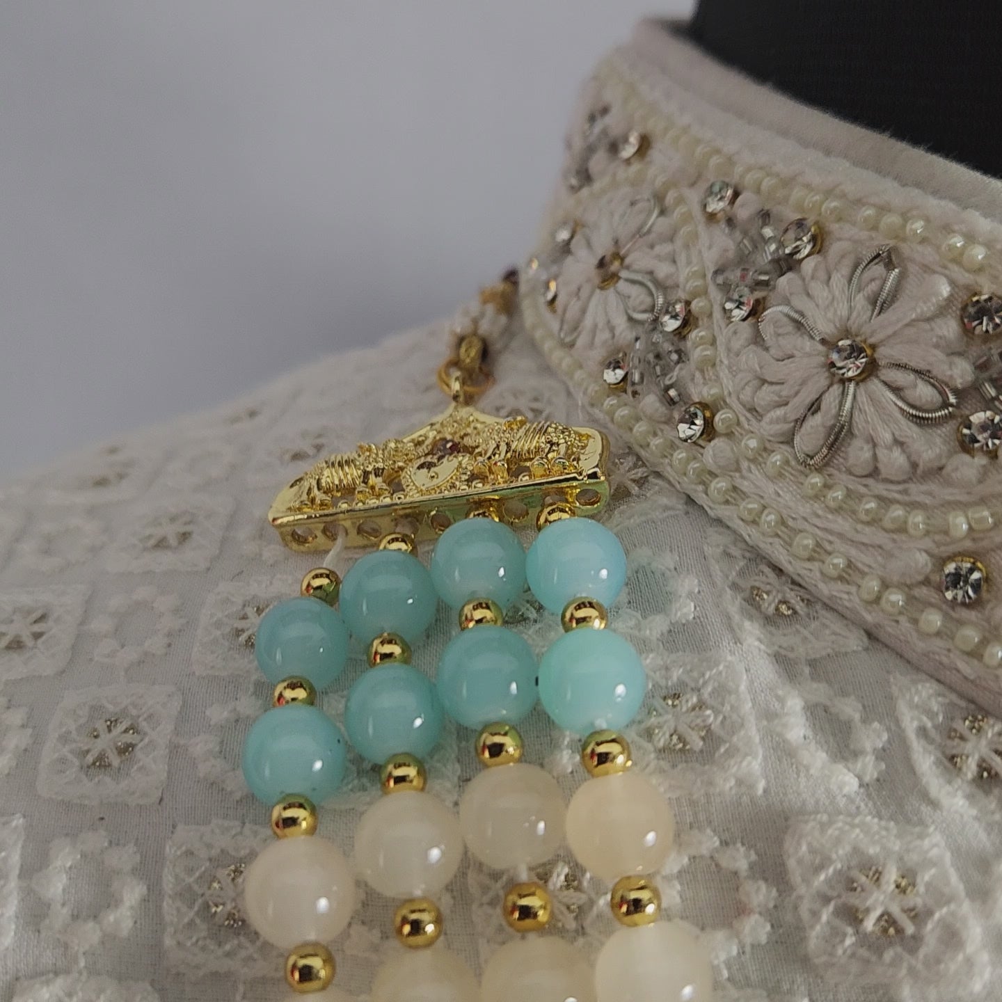 Beige Necklace for Groom Wedding Sherwani