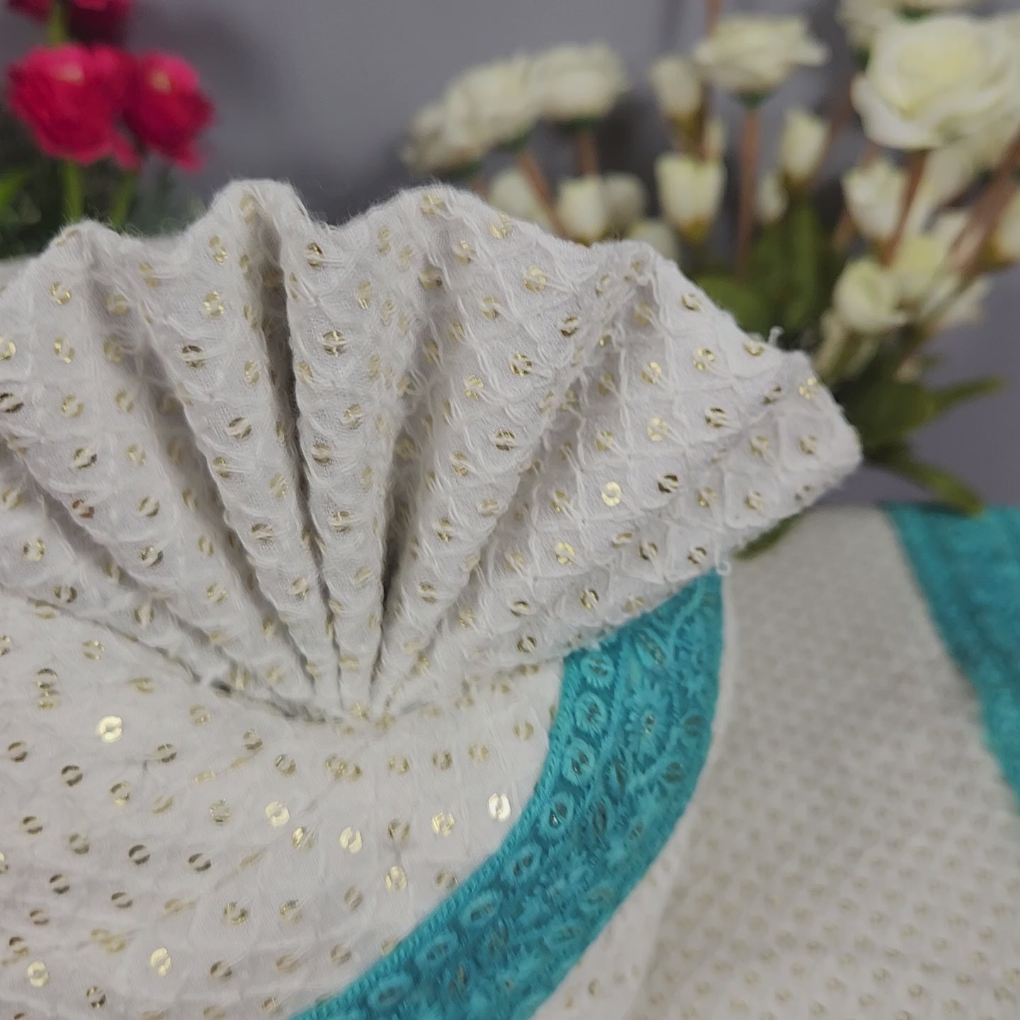 White Groom Turban Shawl With Turquoise Border | Dupatta Safa Set For Men