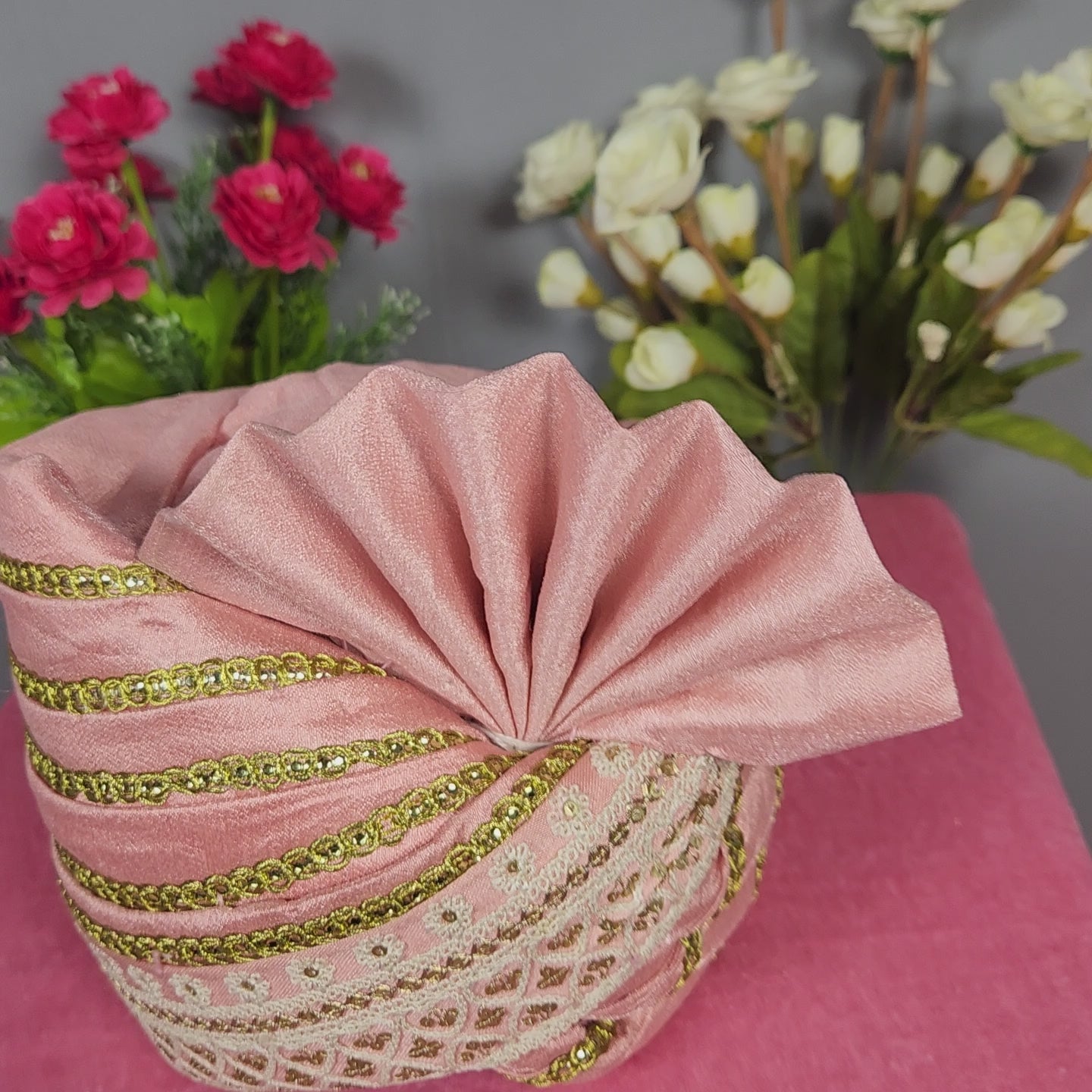Peach Groom Turban Safa