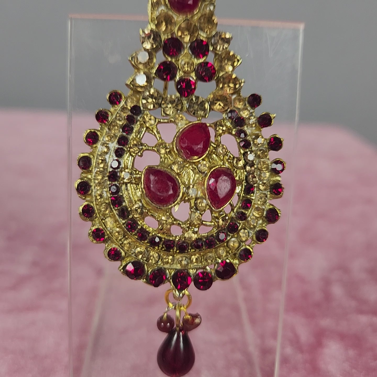 GROOM TURBAN BROOCH WITH RED RUBY STONES