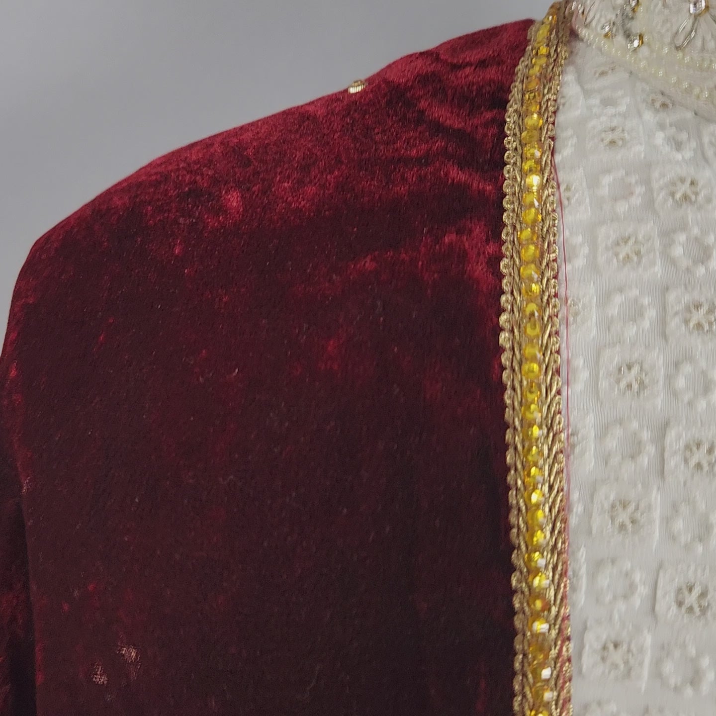 Red Groom Stole - Golden Zardozi Work | Shawl For Men