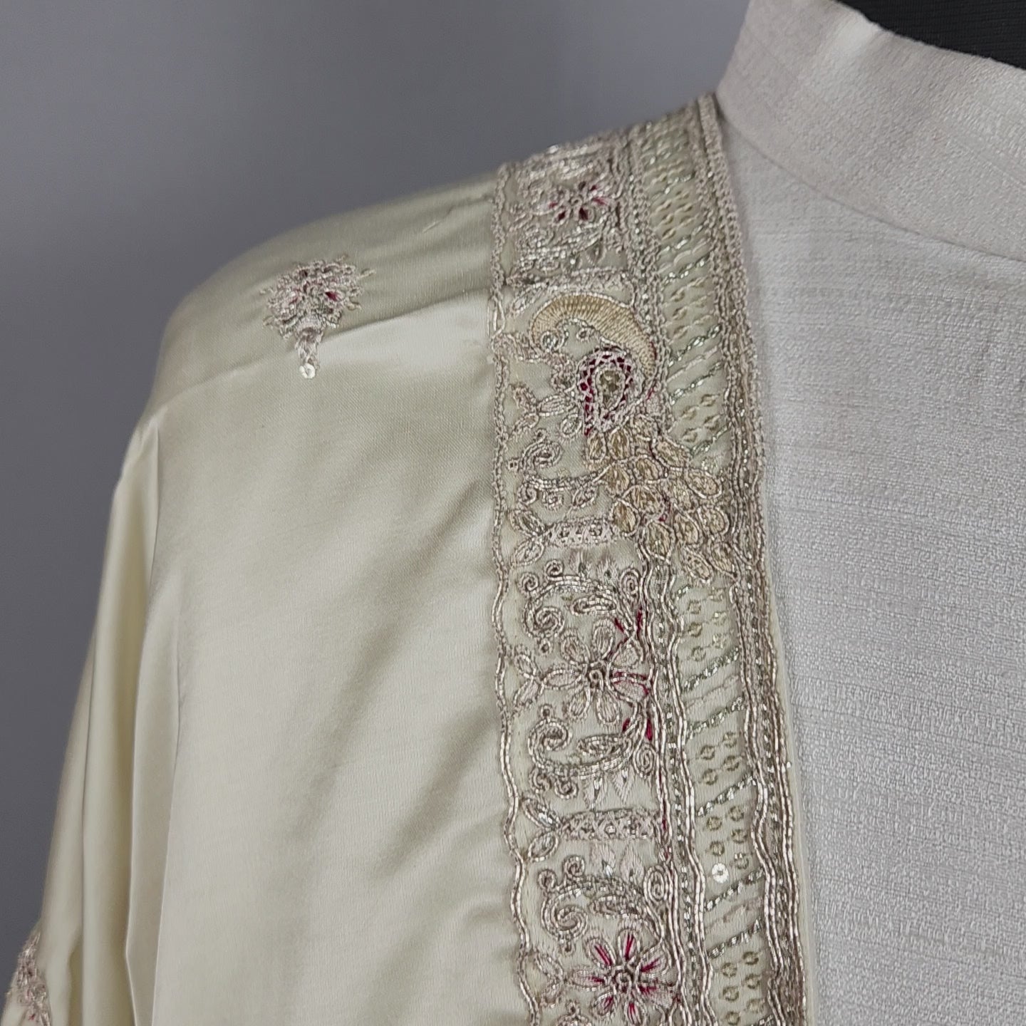 Golden Groom  Shawl with Peacock Design Embroidery