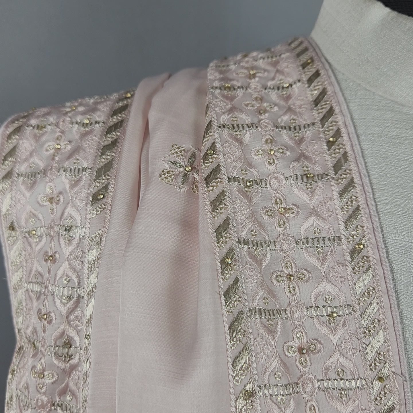 Blush Pink Groom Shawl - A Zari Work Pink Stole