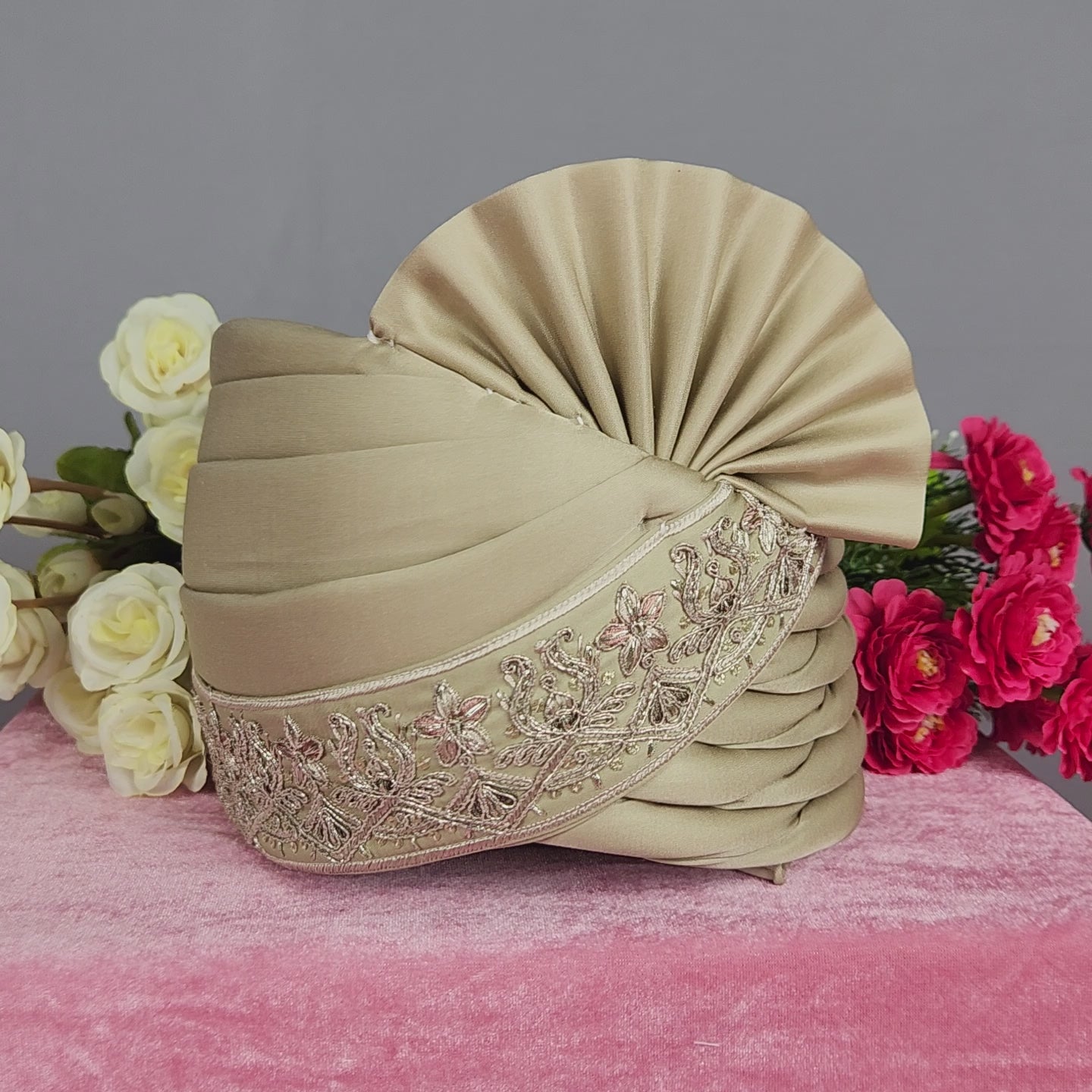 Copper Golden Groom Turban With Zari Embroidery| Indian Wedding Safa