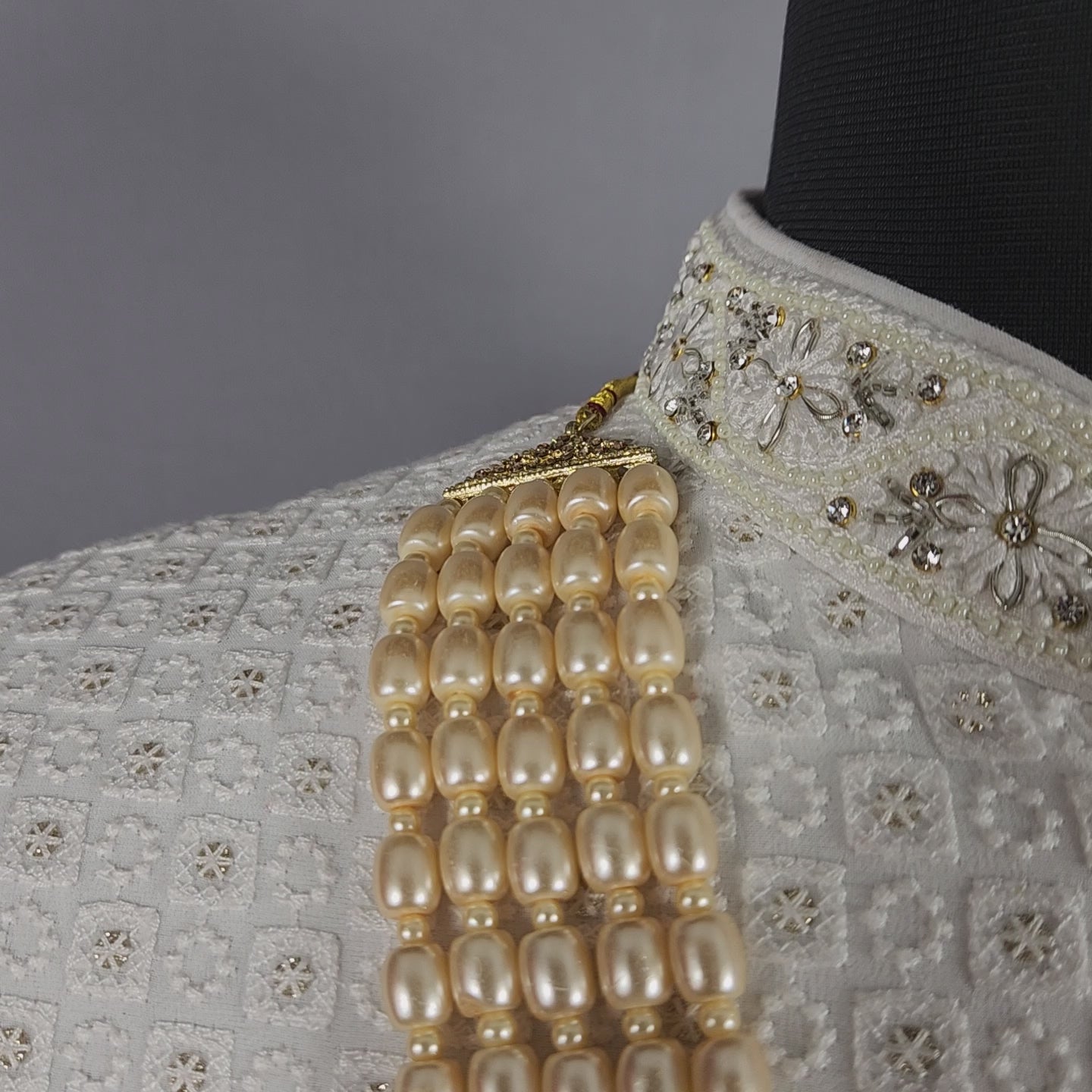 Beige Necklace for Groom  Wedding Sherwani