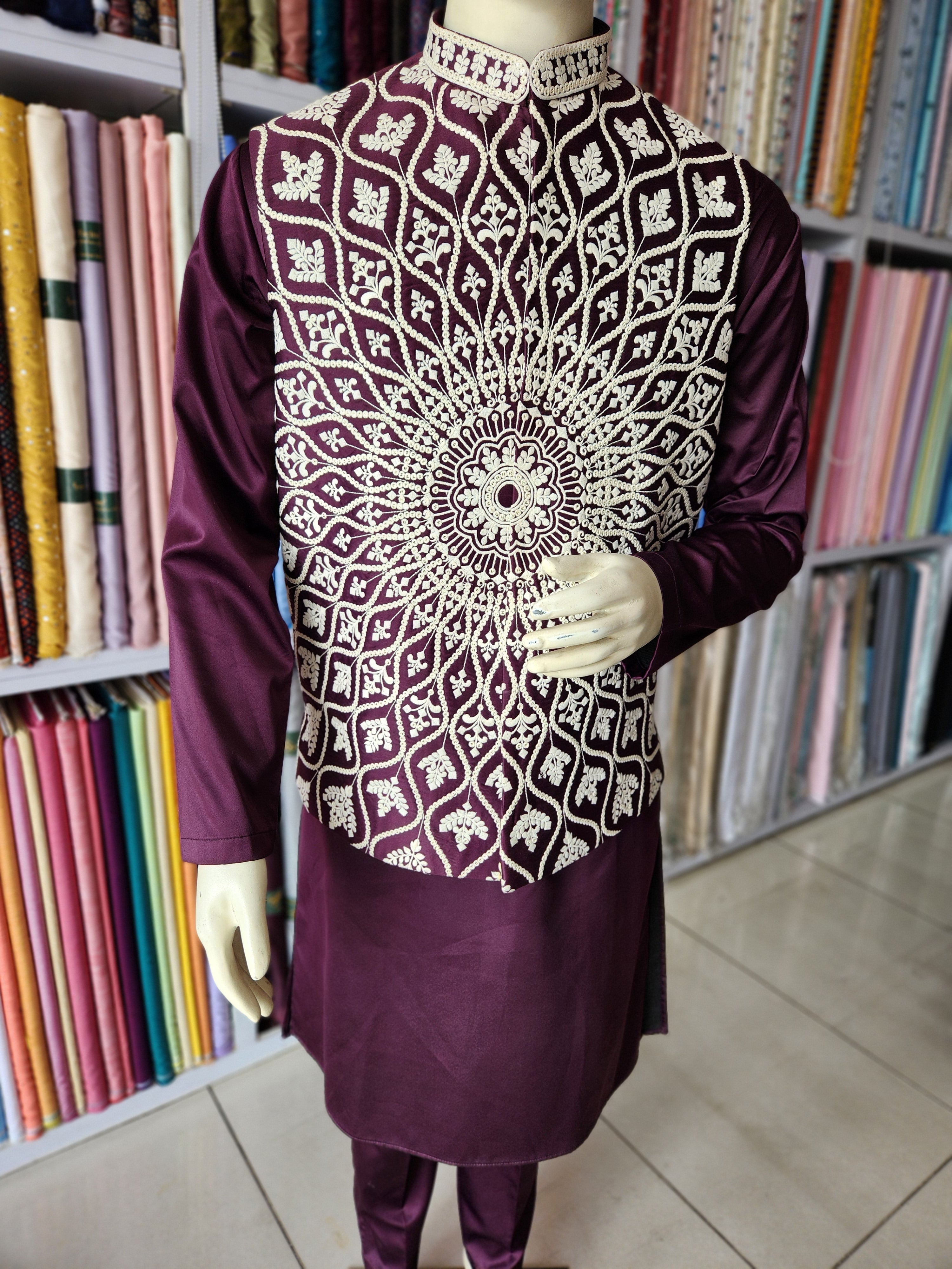 Purple Kurta Jacket Set for Wedding – Designer Indian Outfit