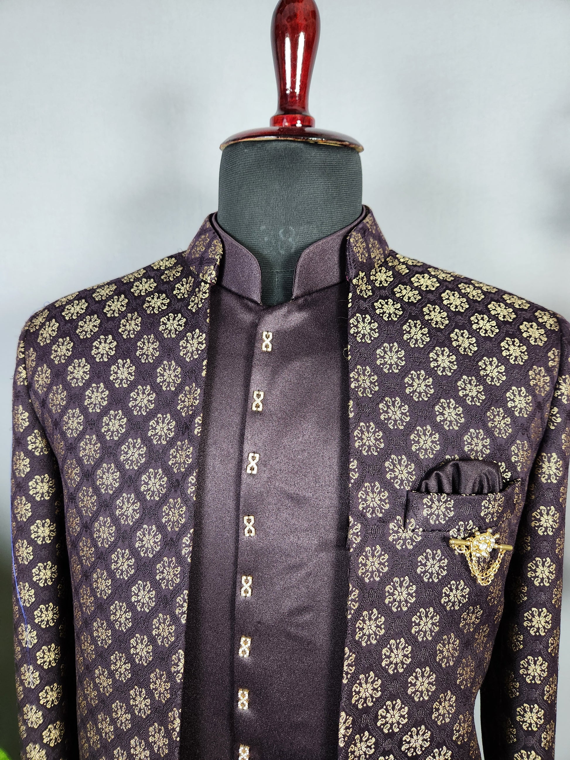 Purple Indo-Western Sherwani for Groom  -   Indian Wedding Outfit for Men