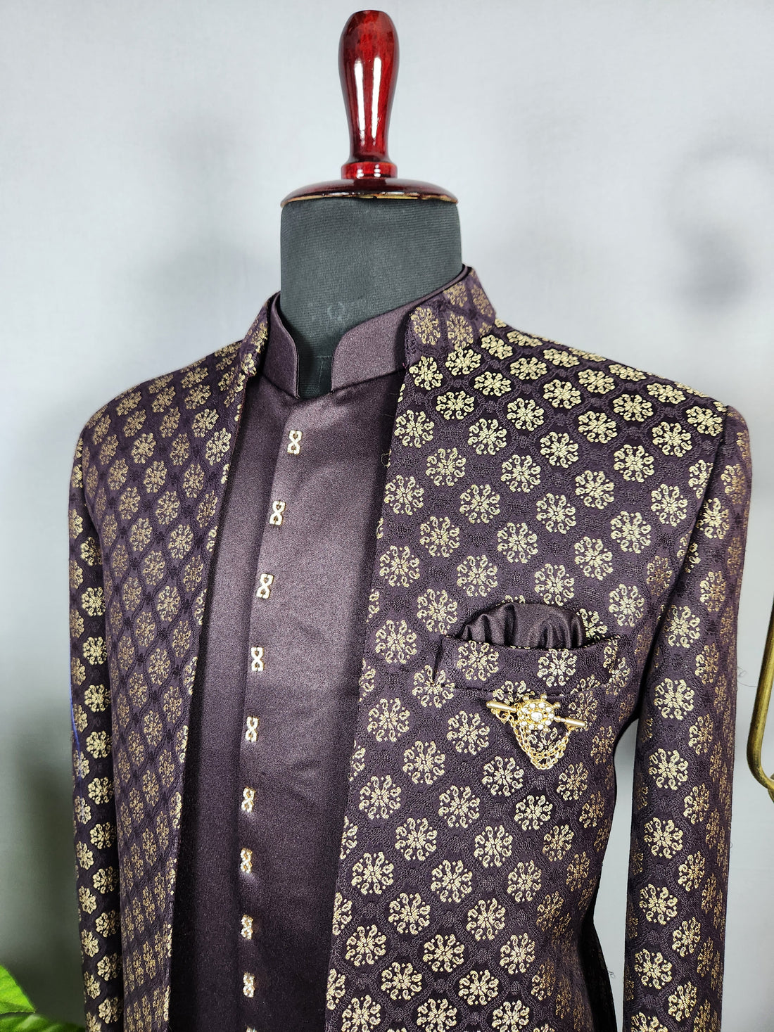 Purple Indo-Western Sherwani for Groom  -   Indian Wedding Outfit for Men
