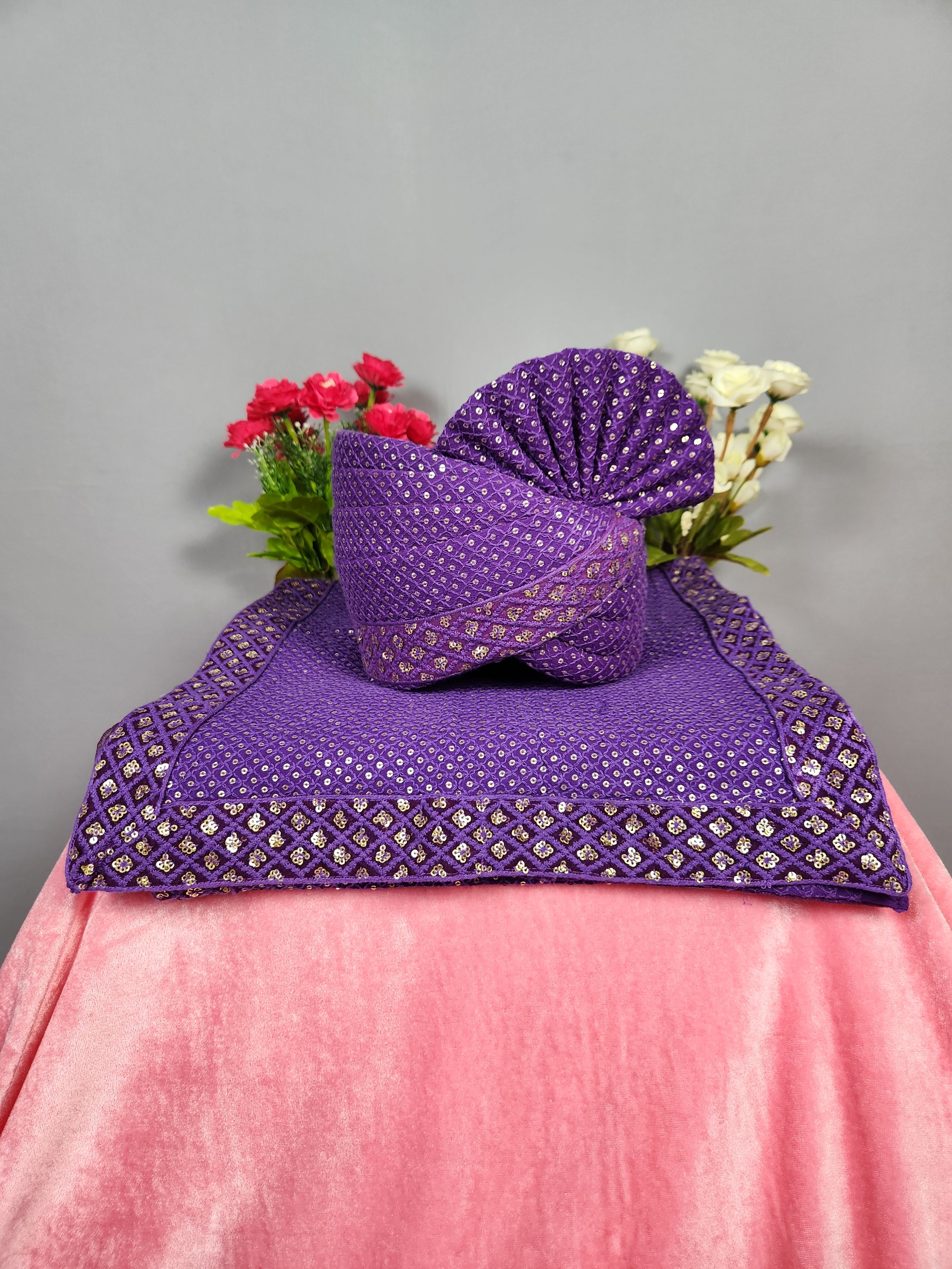 Purple Groom Turban Shawl