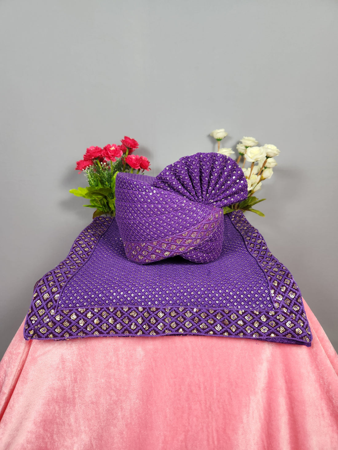 Purple Groom Turban Shawl