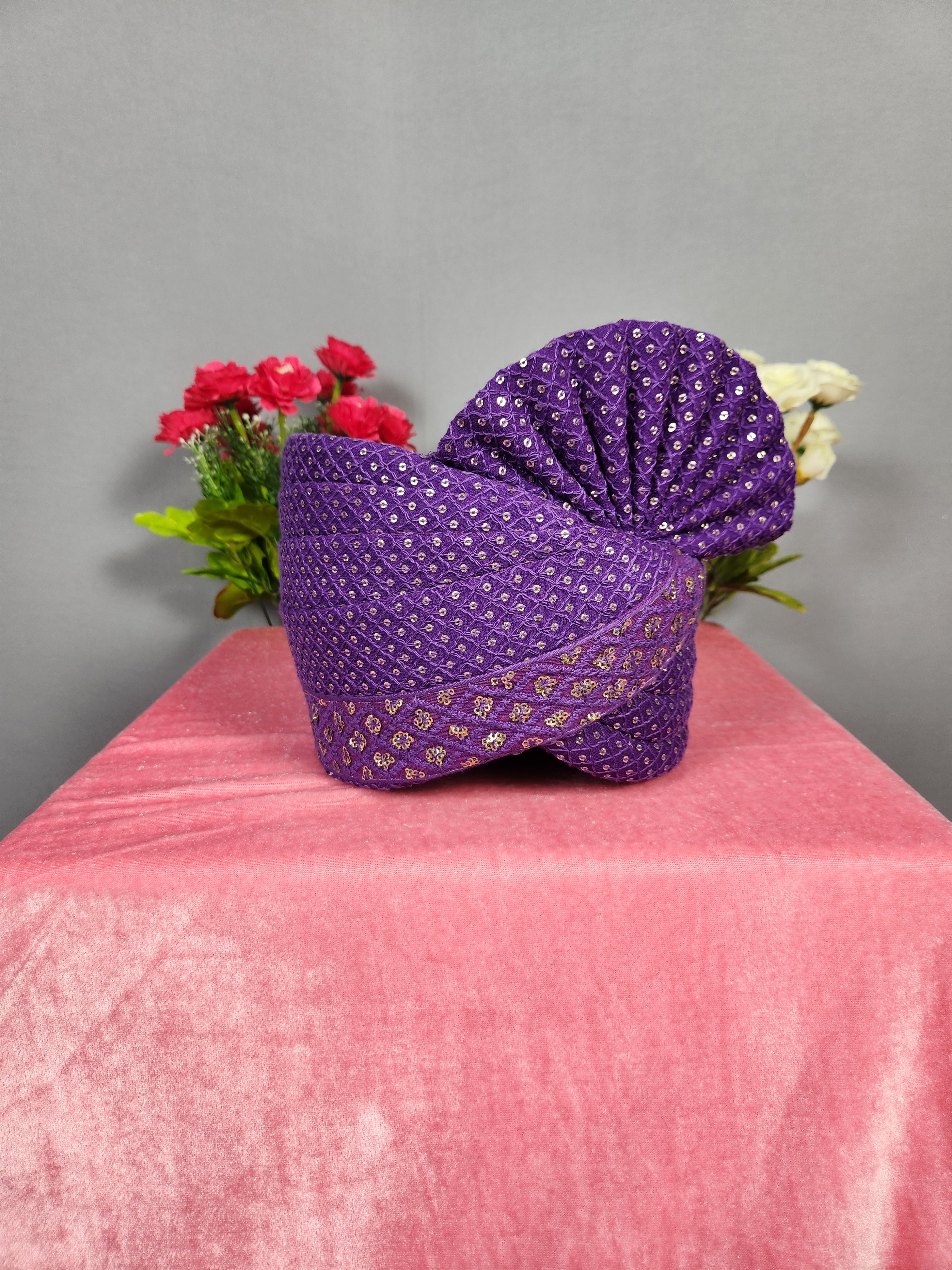 Purple Groom Turban