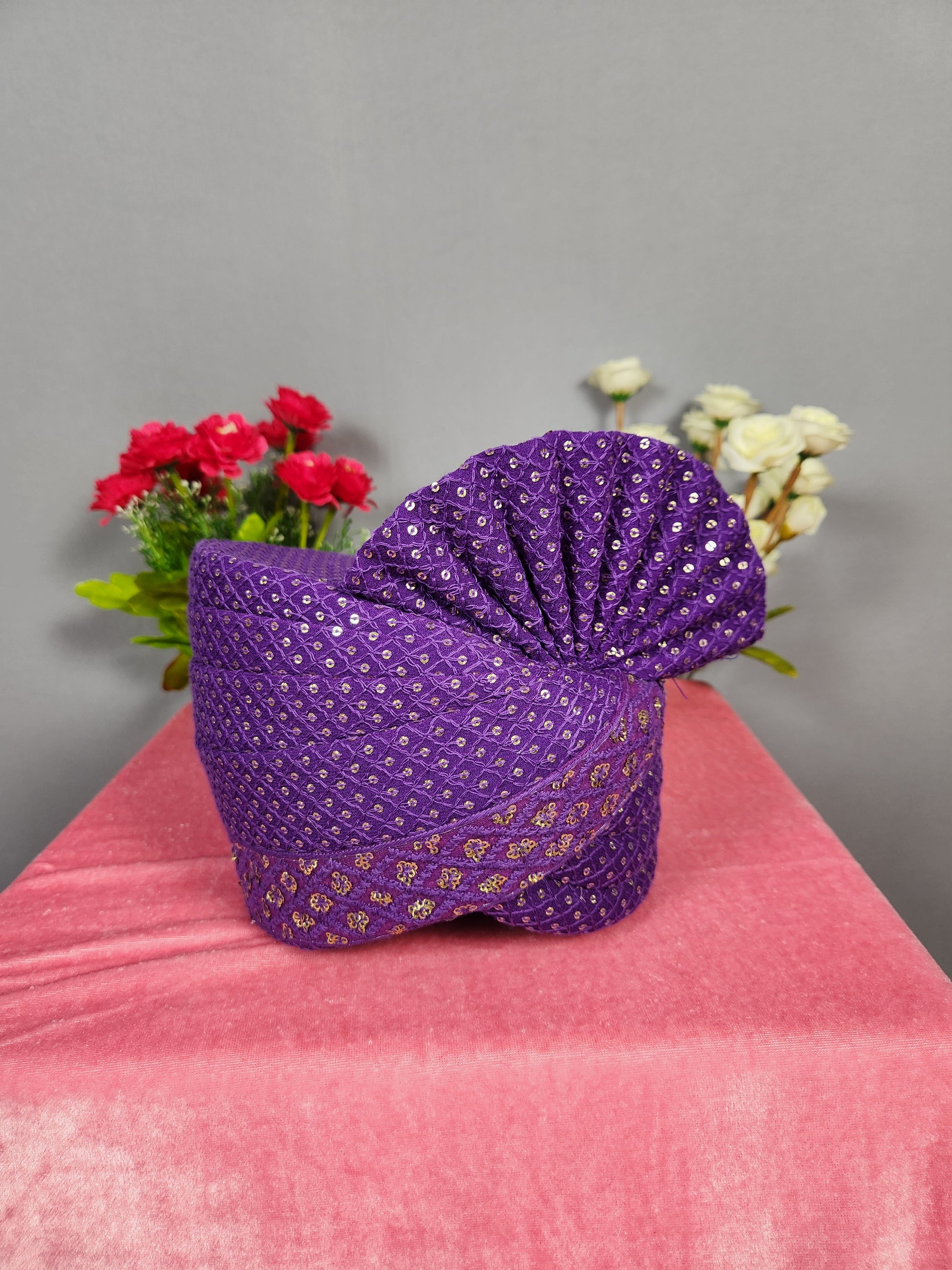 Purple Groom Turban Shawl