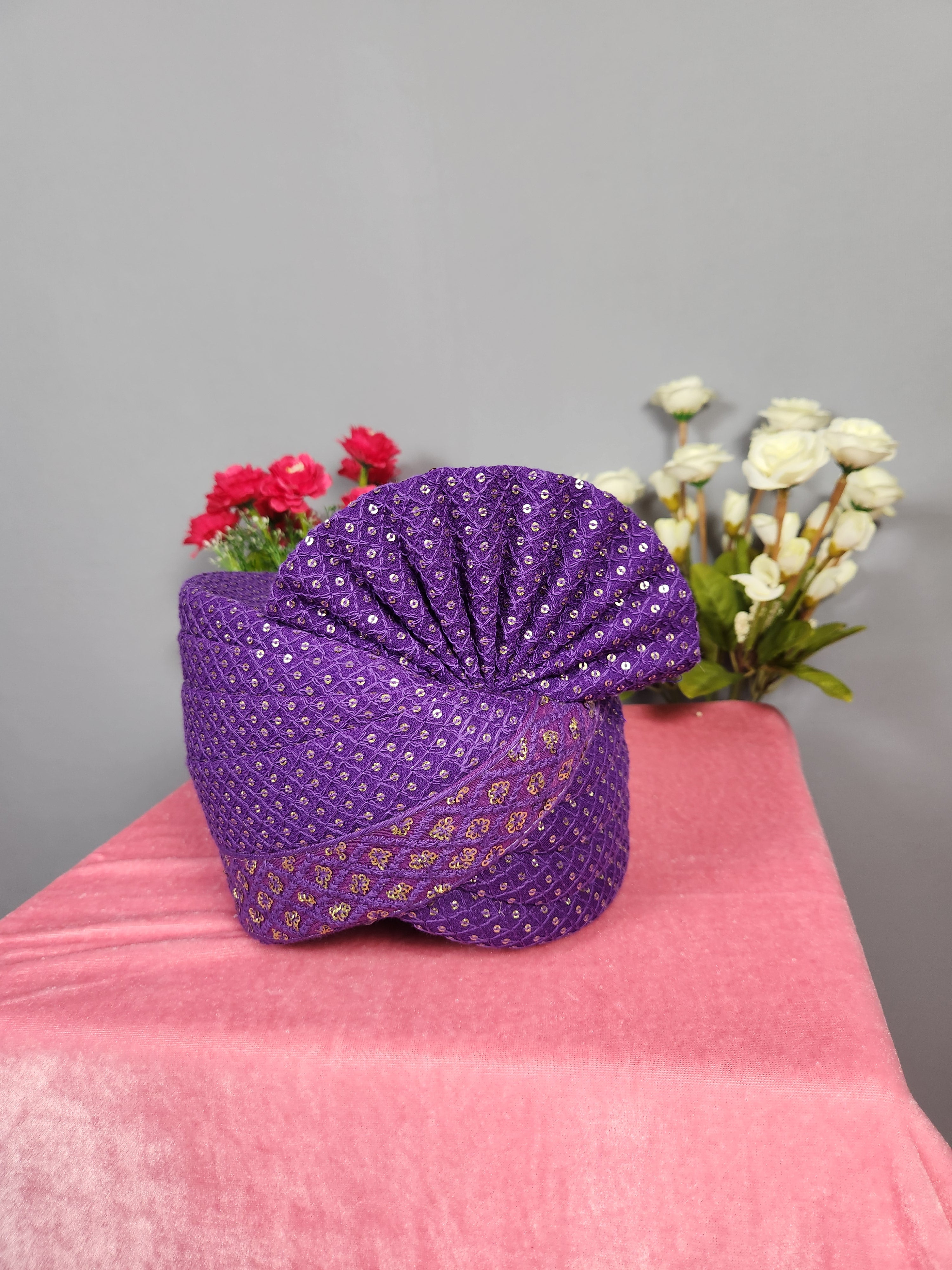 Purple Groom Turban Shawl