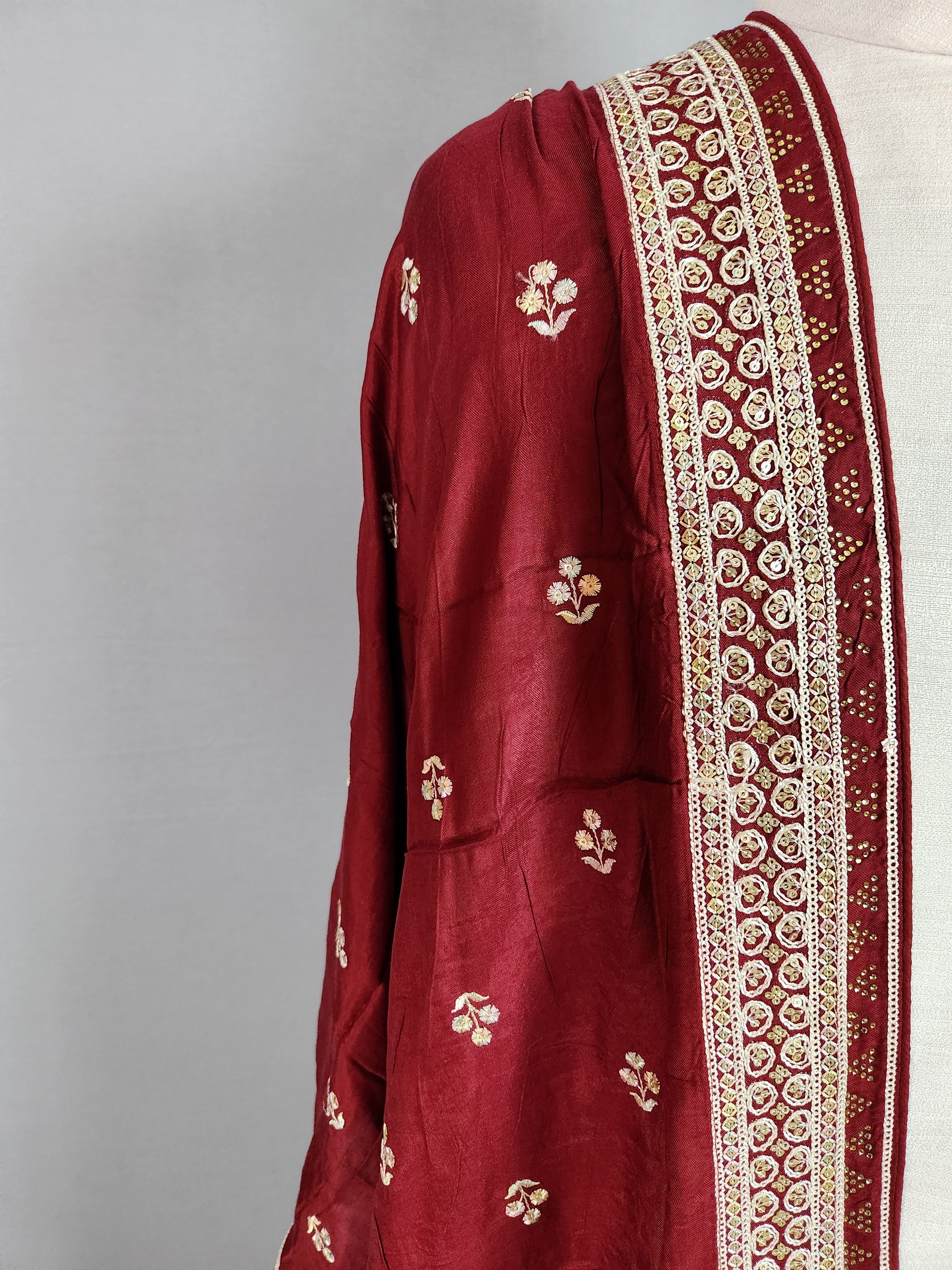 Red Groom Stole with White Embroidery Border