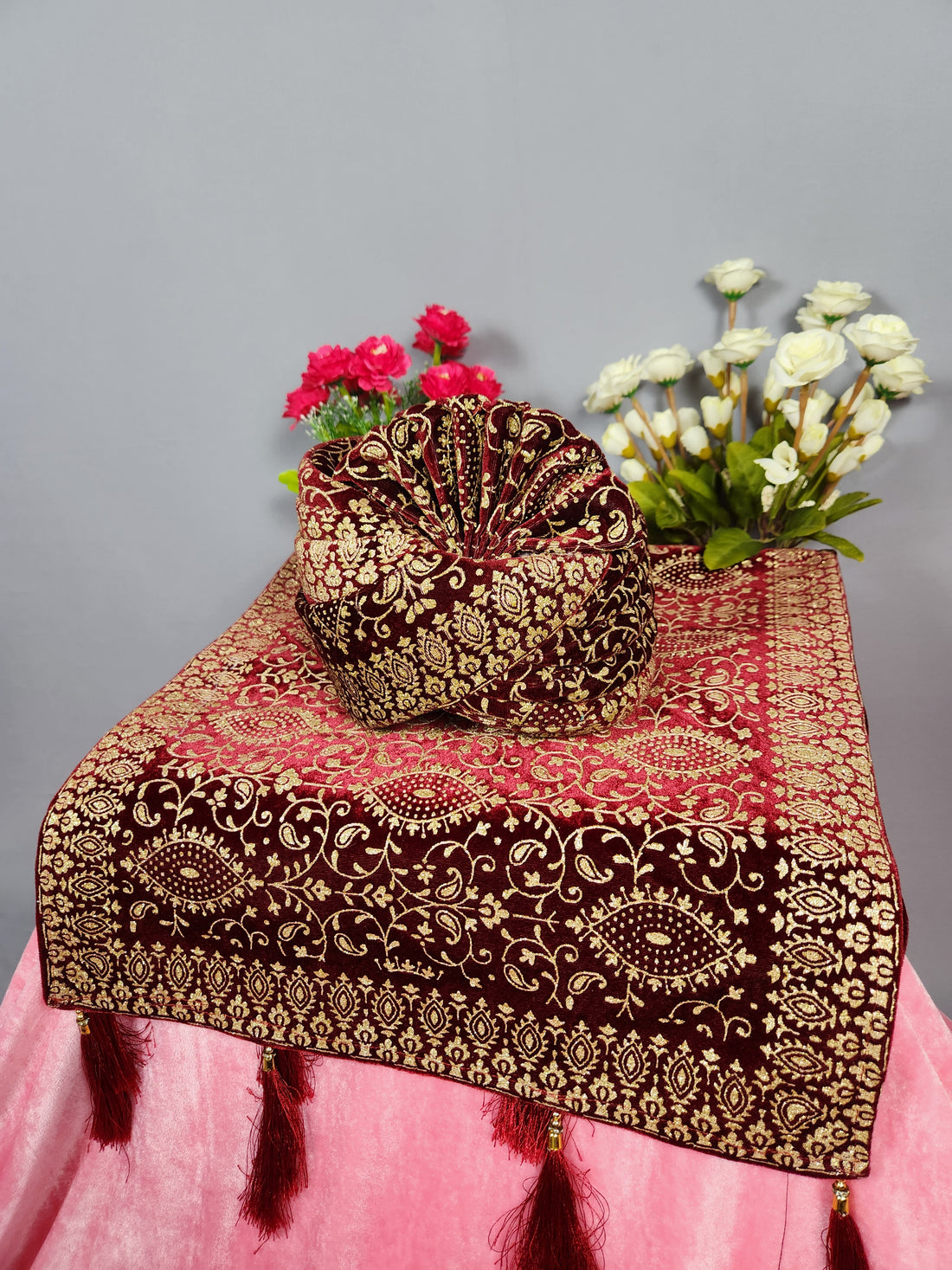 Red Groom Turban Shawl  Set