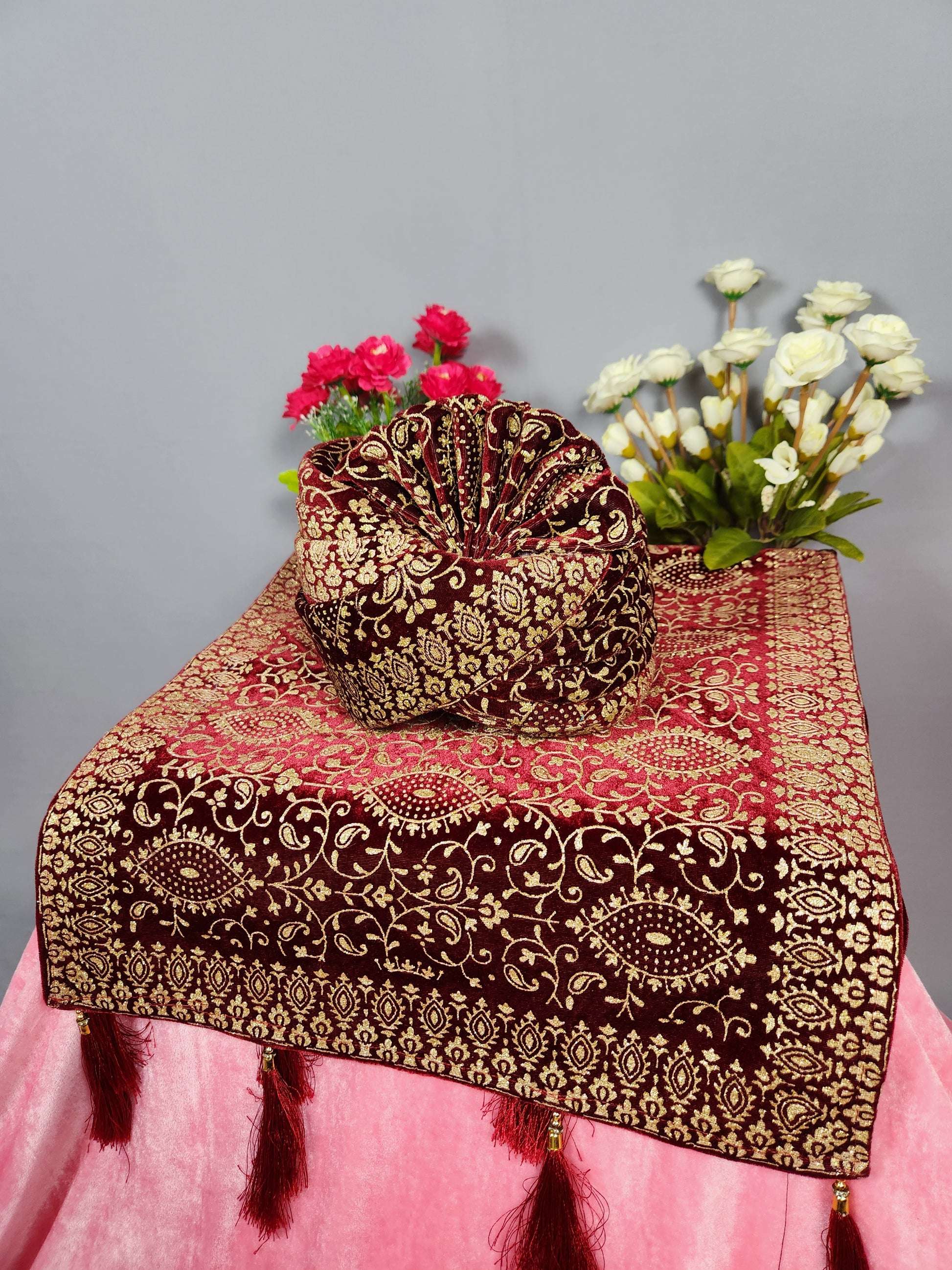 Red Groom Turban Shawl  Set