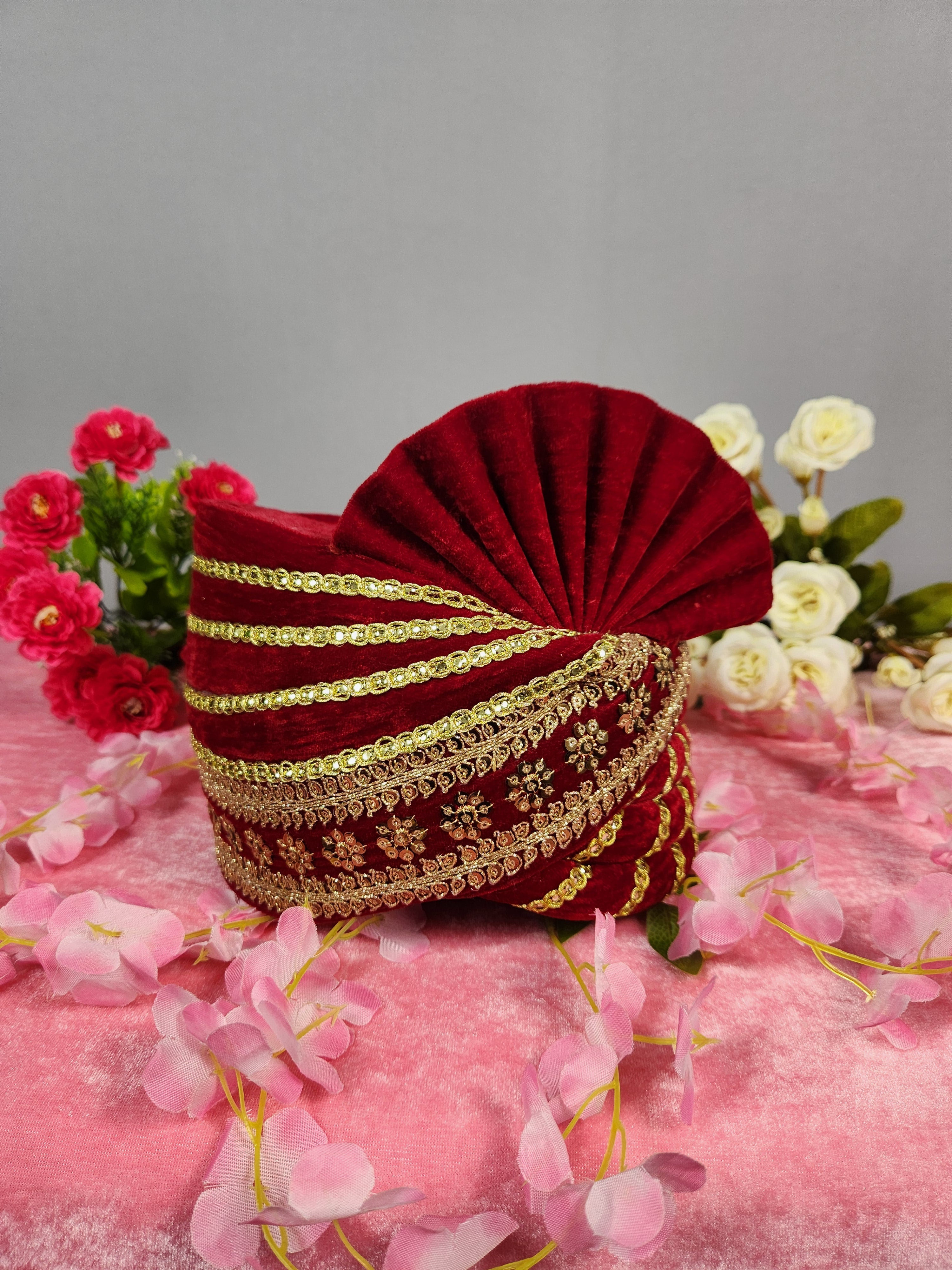 Red Groom Turban Shawl Set