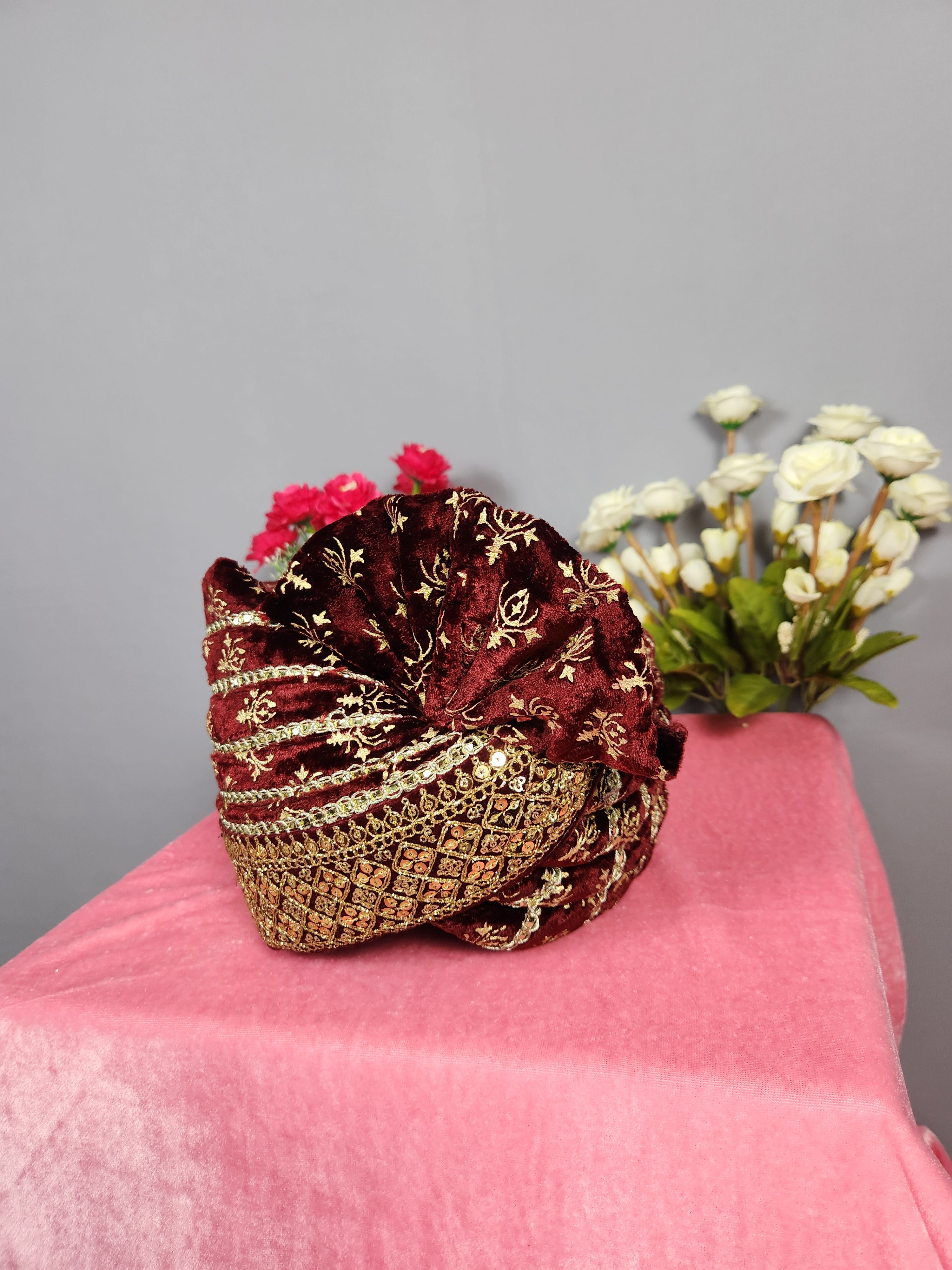 RED WEDDING TURBAN FOR GROOM
