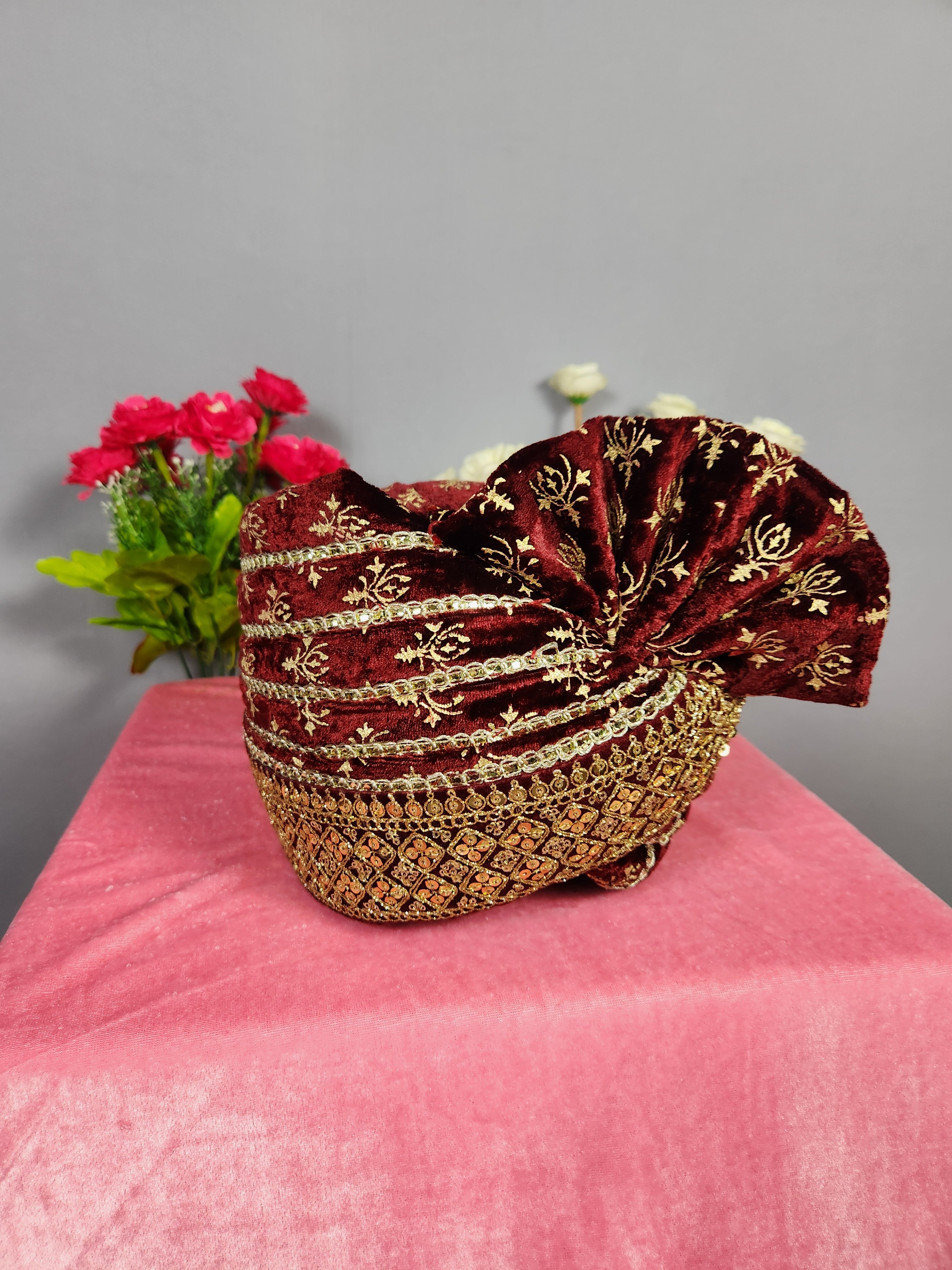 RED WEDDING TURBAN FOR GROOM