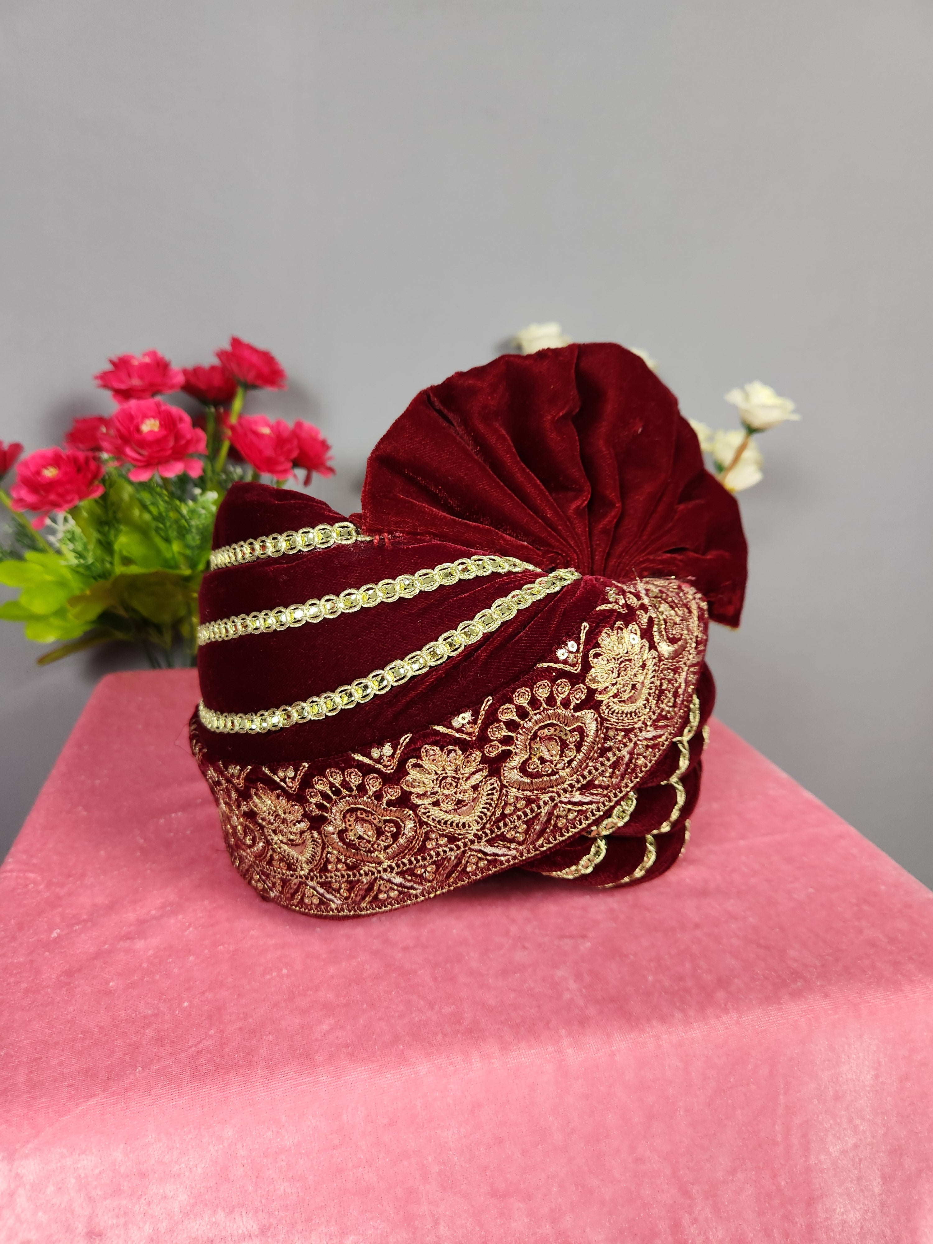 Red Groom Turban Shawl Set