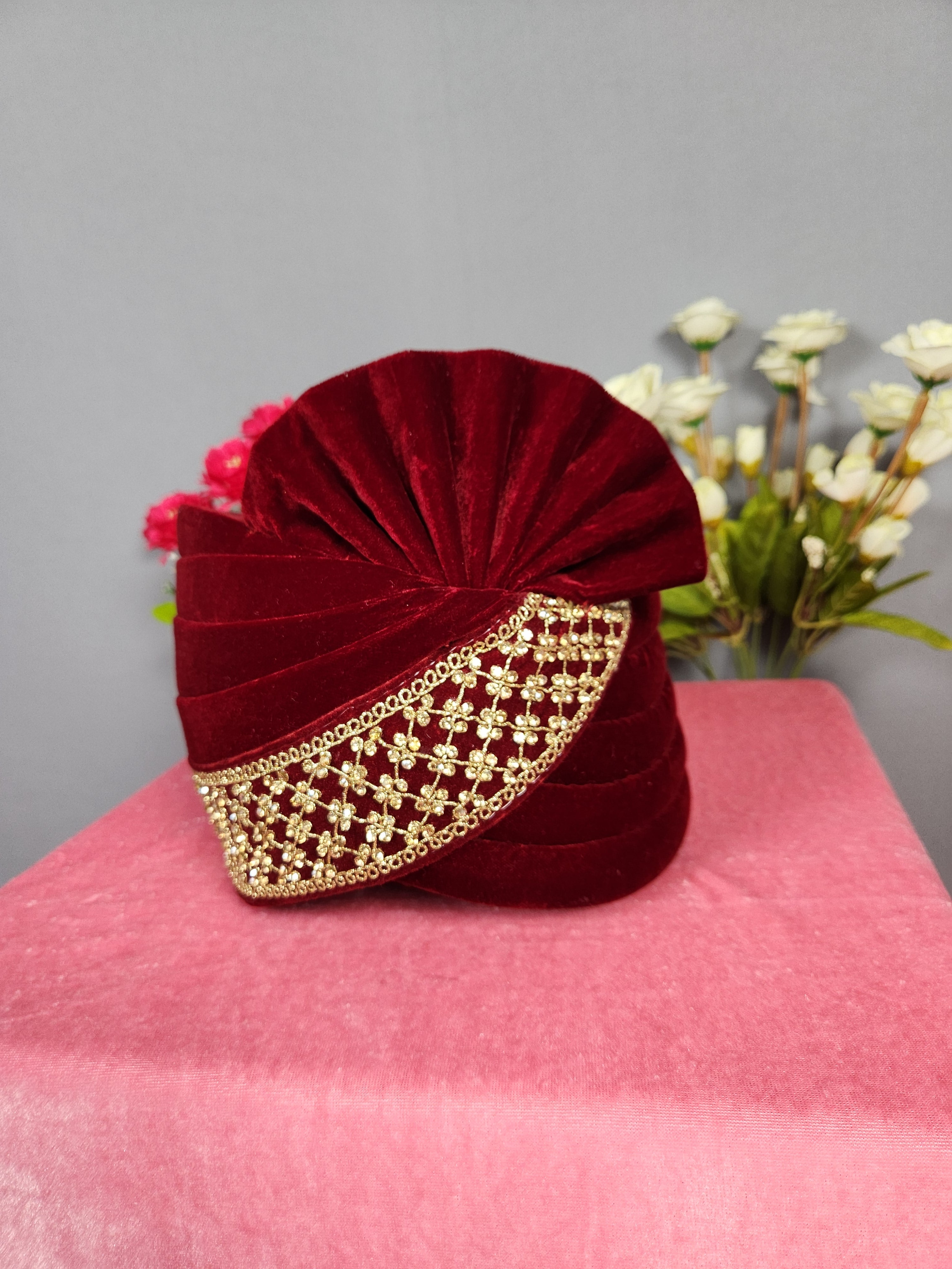 Red Groom Turban Shawl Set