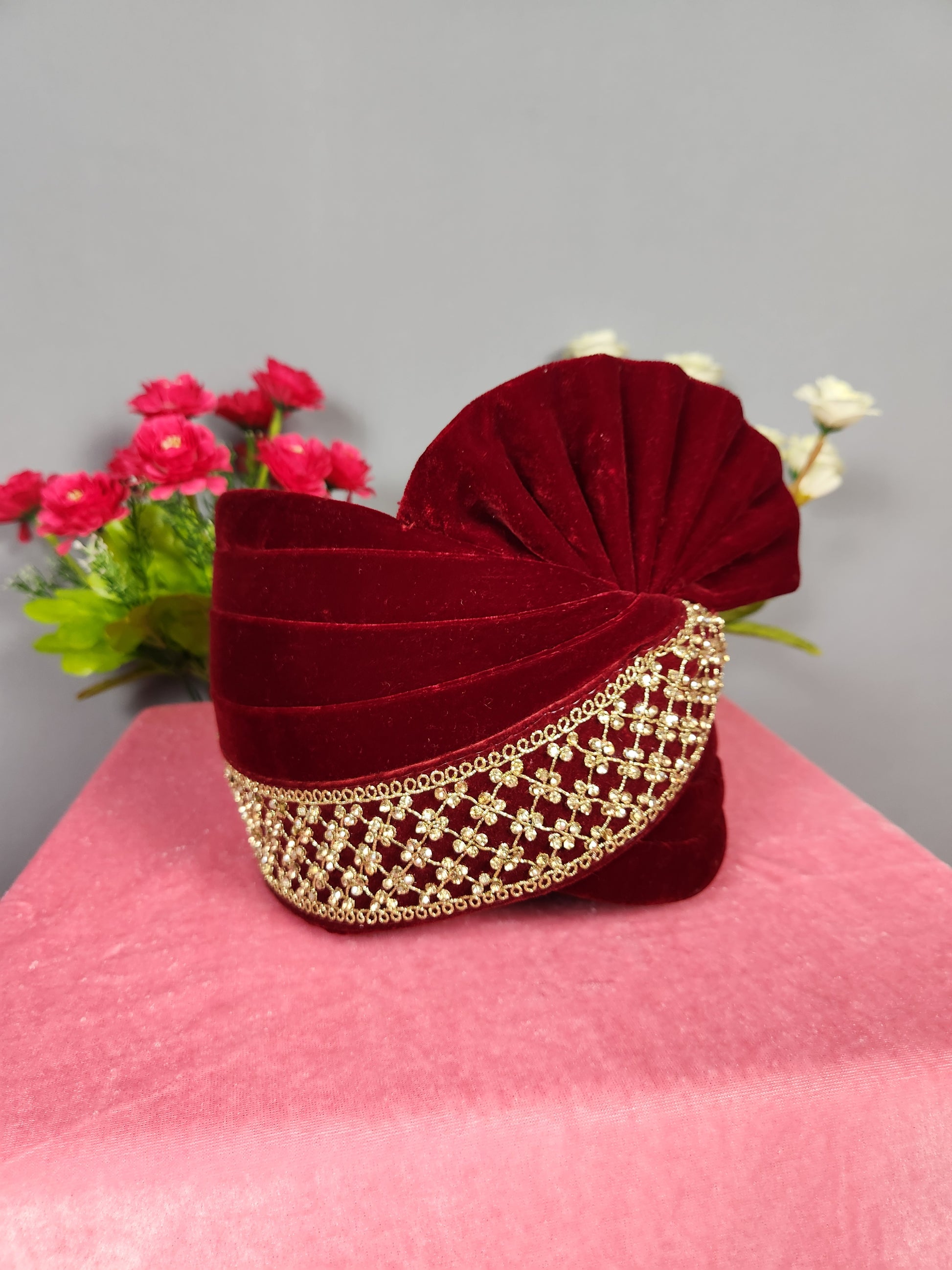 Red Groom Turban Shawl Set