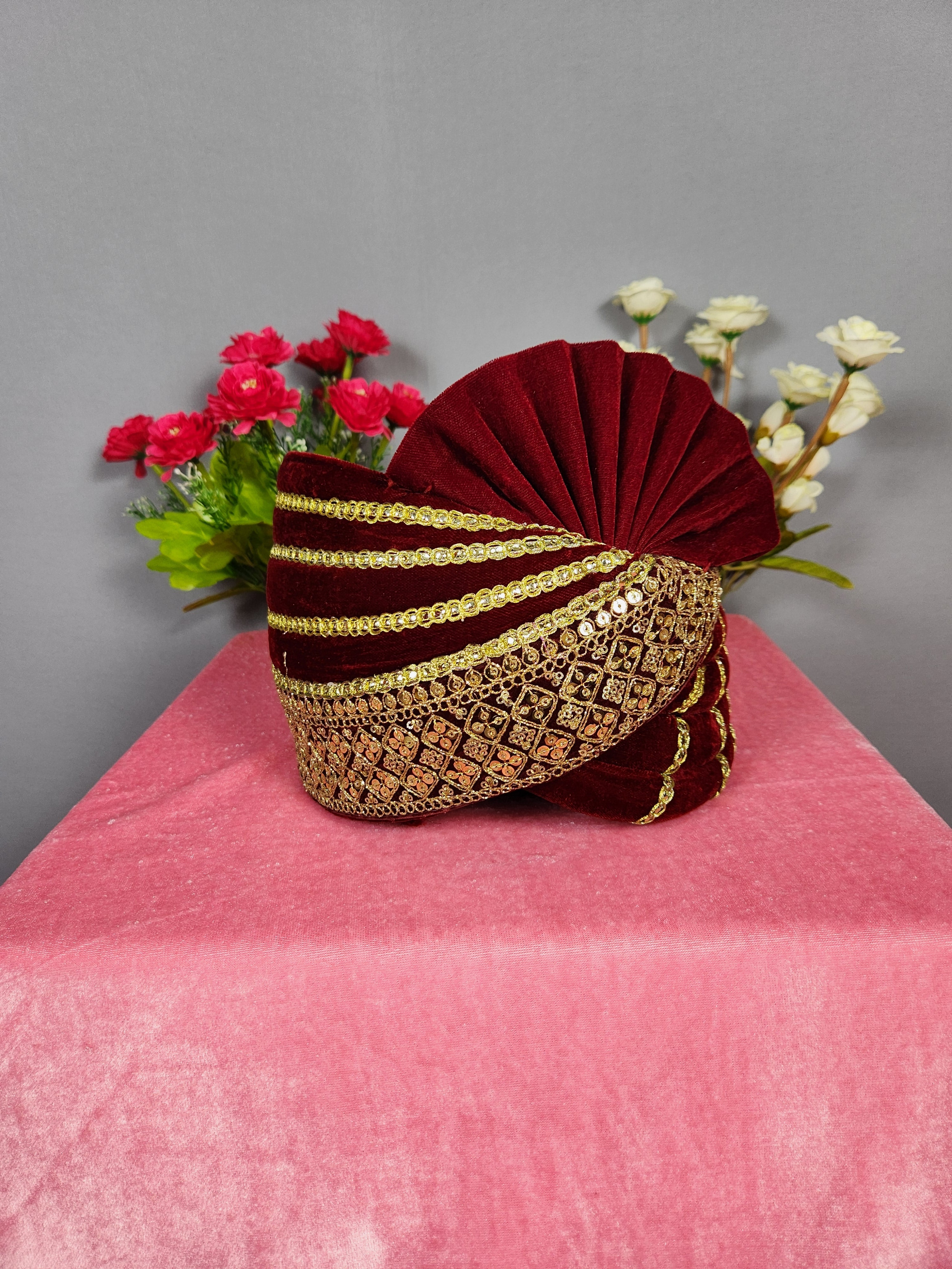 Red Groom Turban Shawl Set