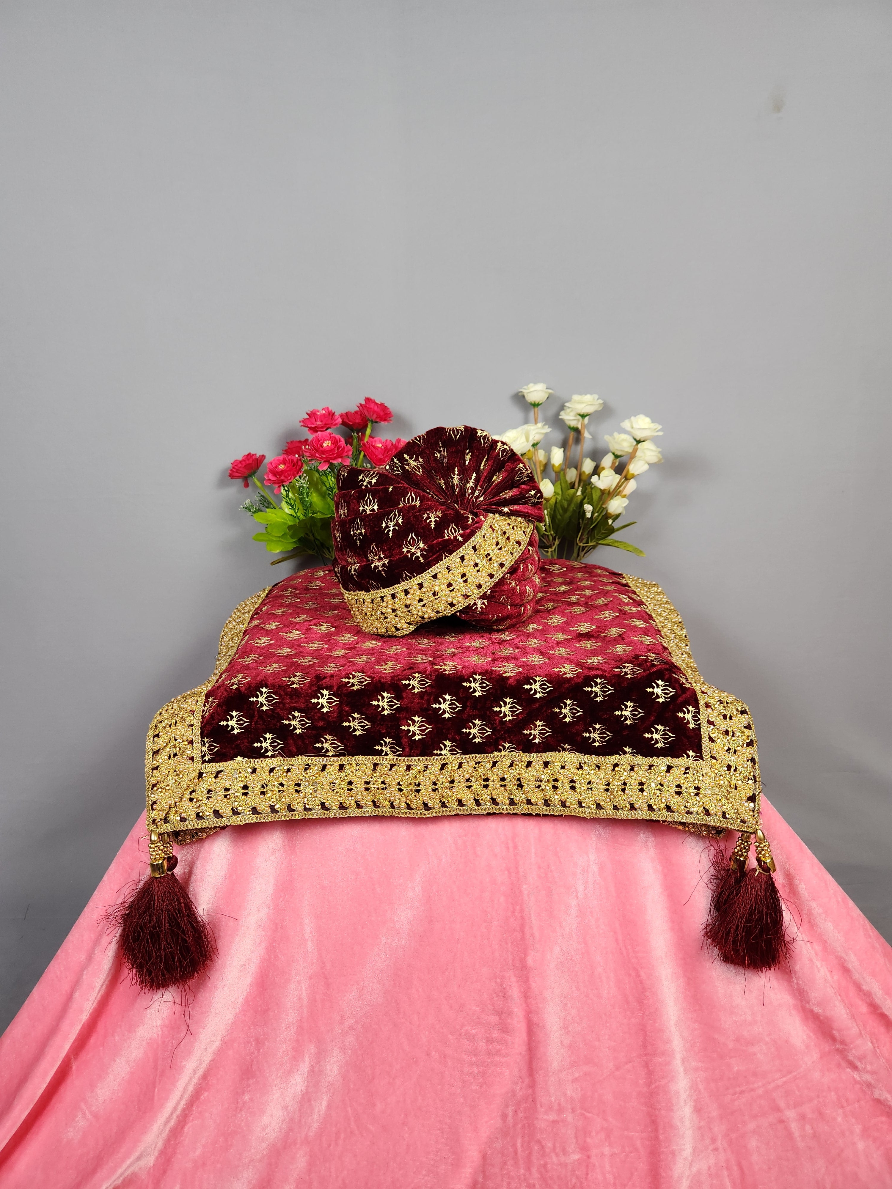 Red Groom Turban Shawl Set