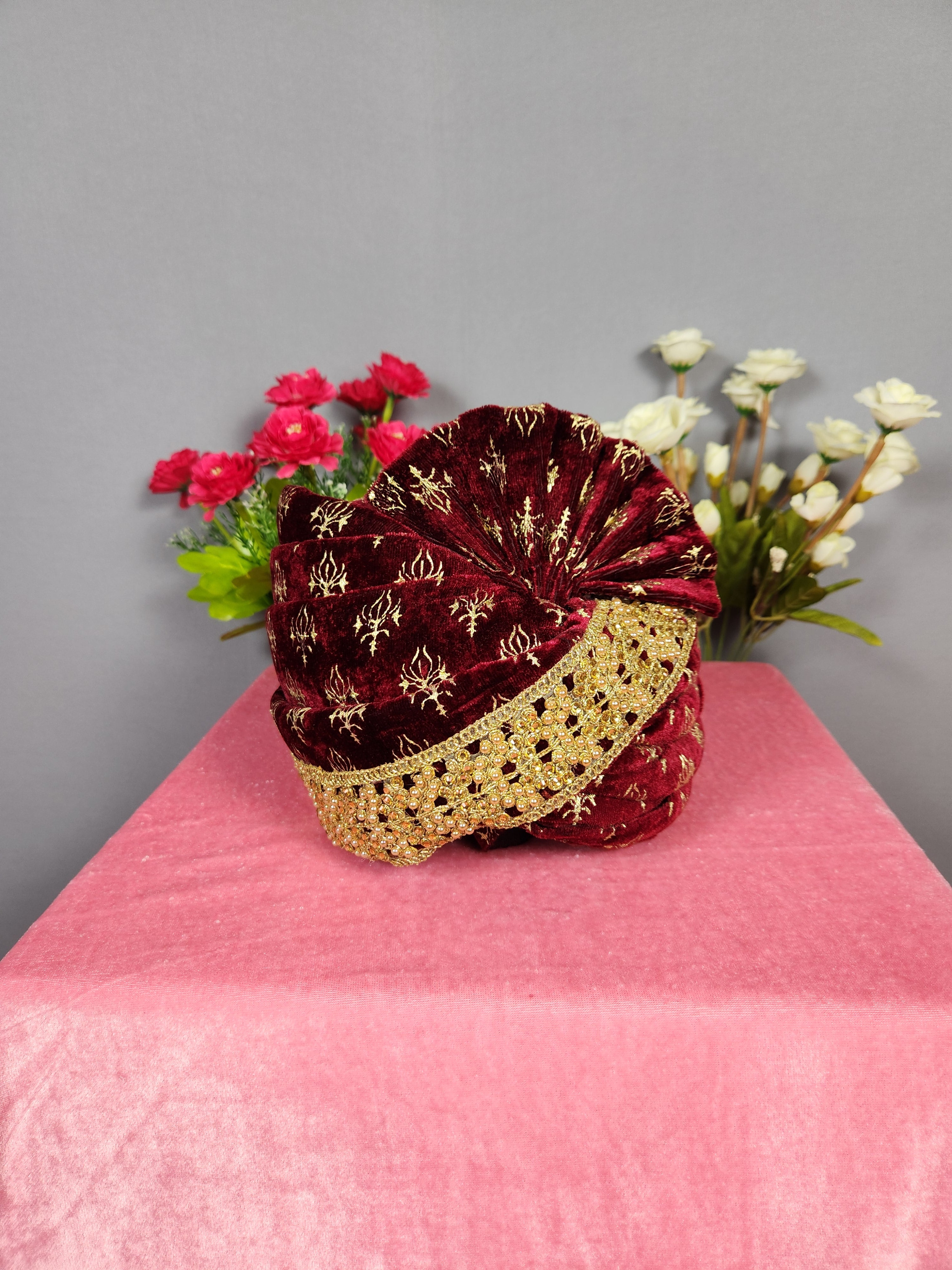 Red Groom Turban Shawl Set