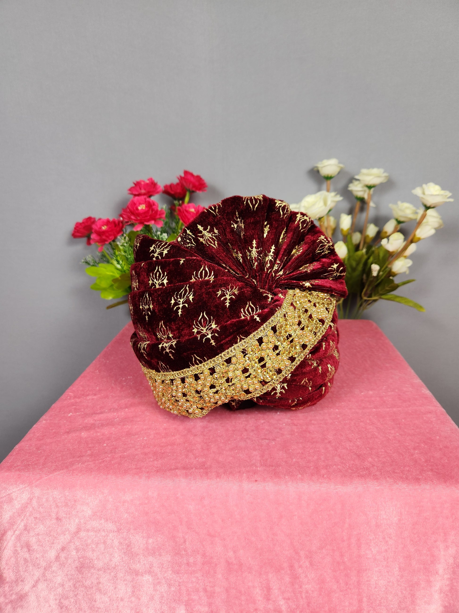 Red Groom Turban Shawl Set