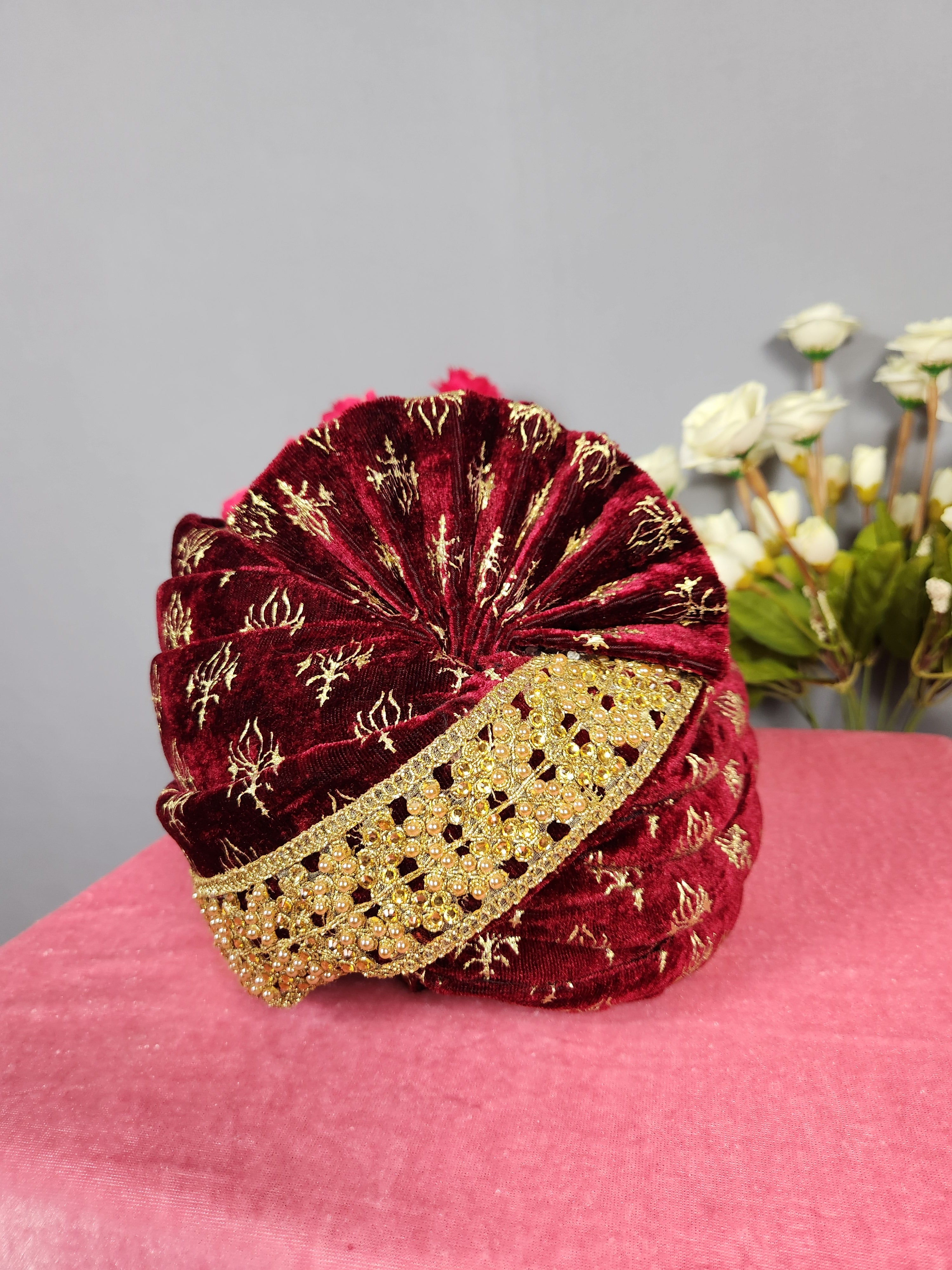 Red Groom Turban Shawl Set