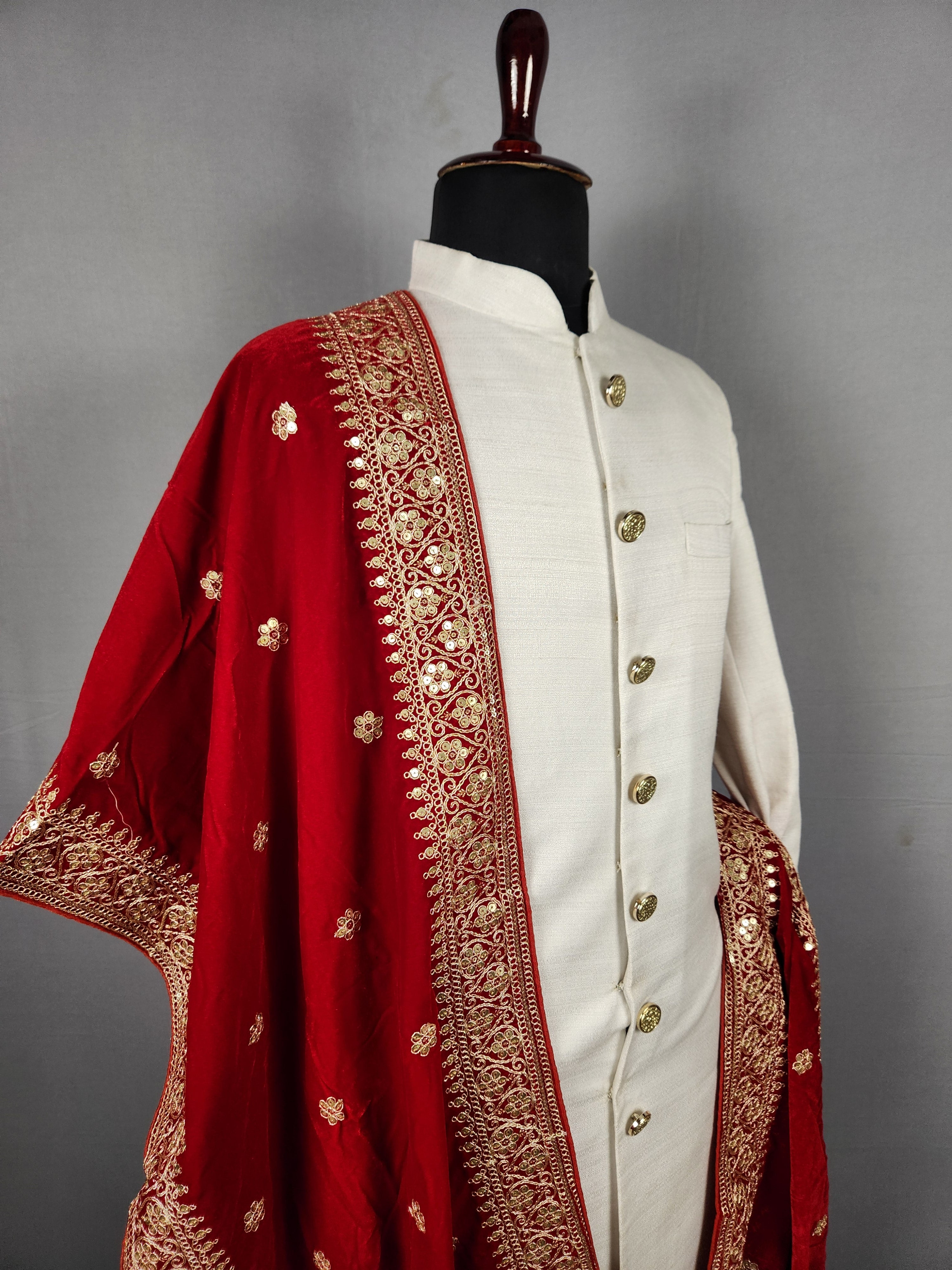 Red Wedding Shawl for Groom