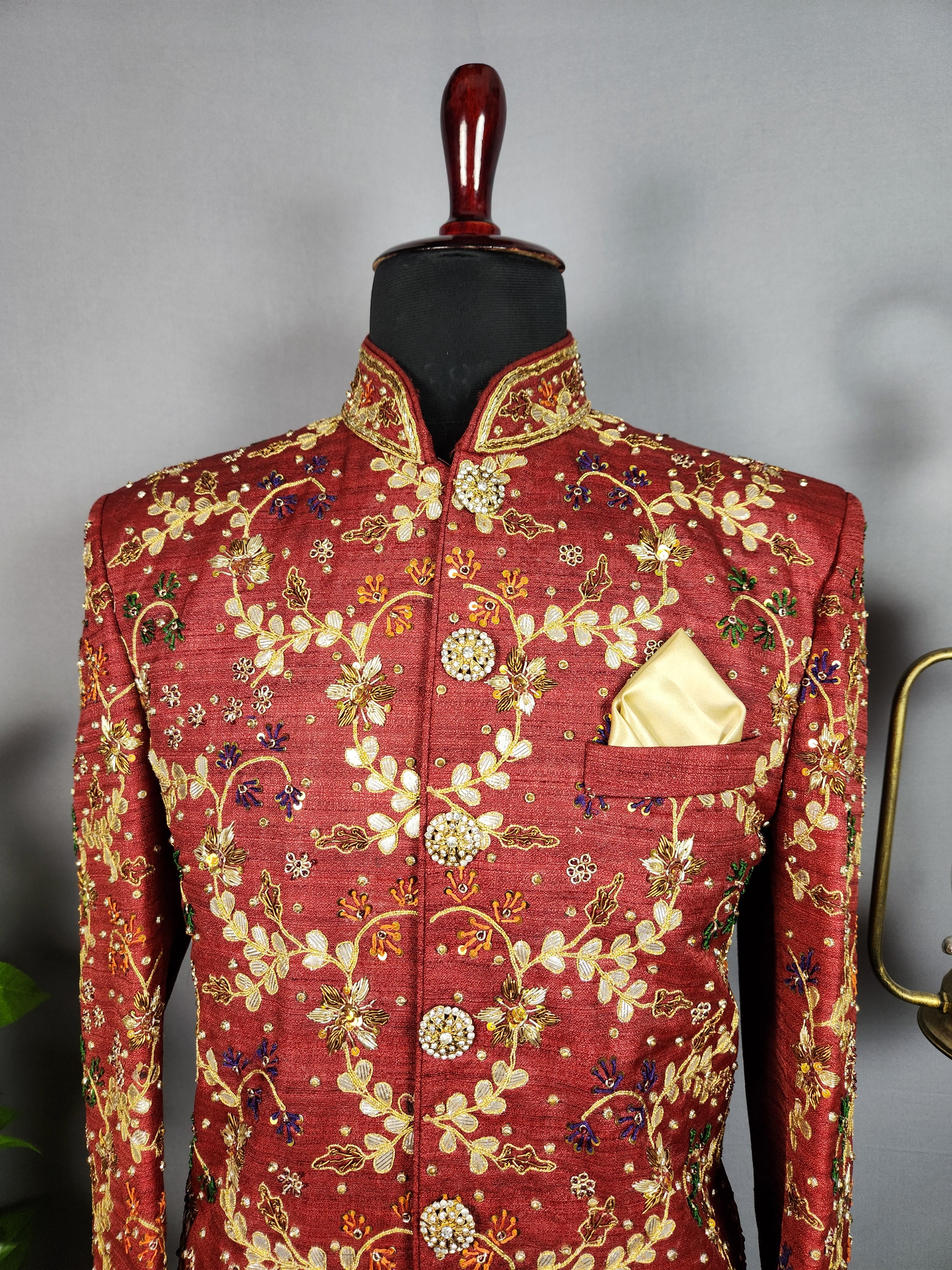 red wedding sherwani for groom