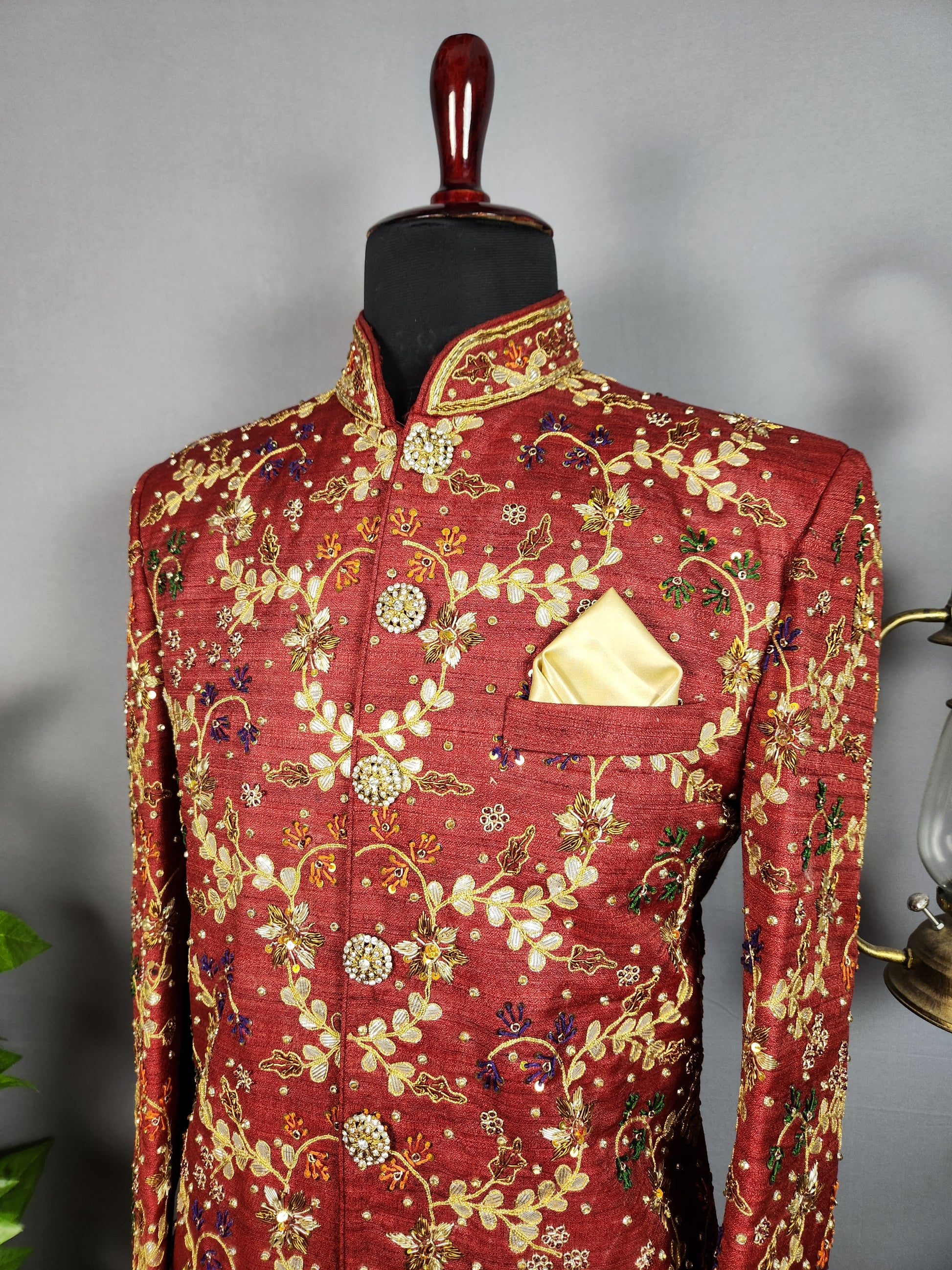 red wedding sherwani for groom