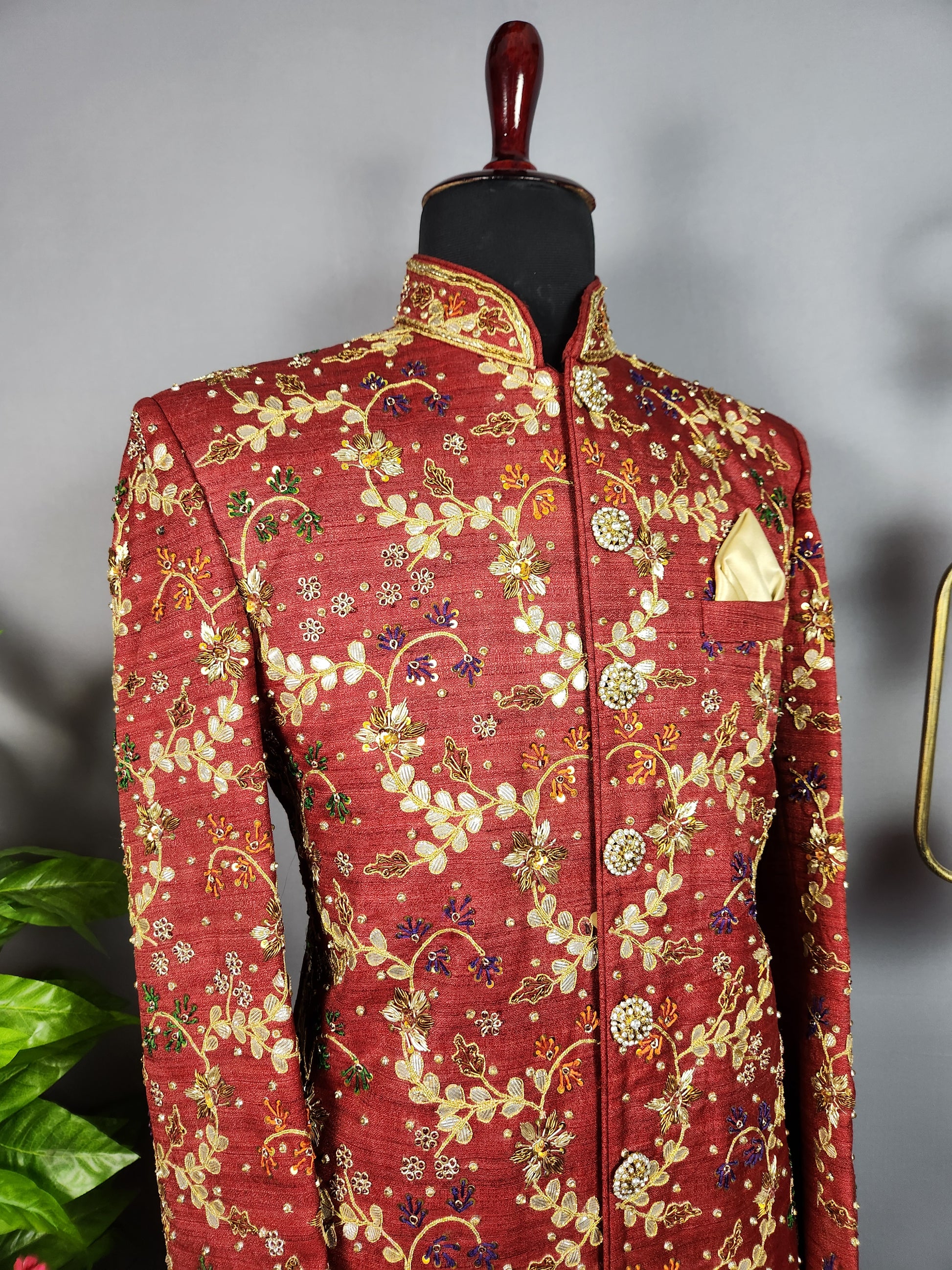 red wedding sherwani for groom
