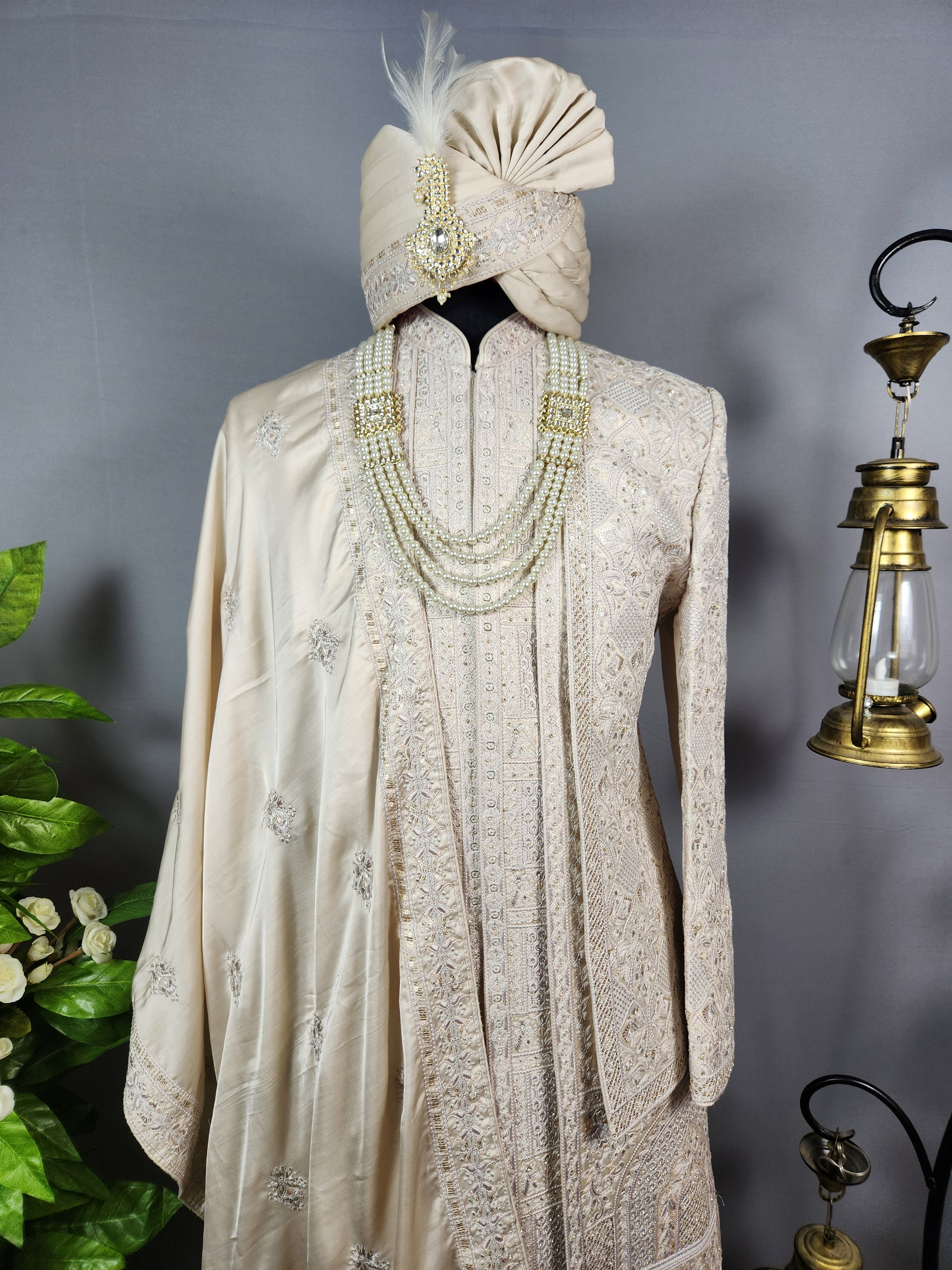 Rose Gold Sherwani for Groom  -   Indian Wedding Outfit for Men