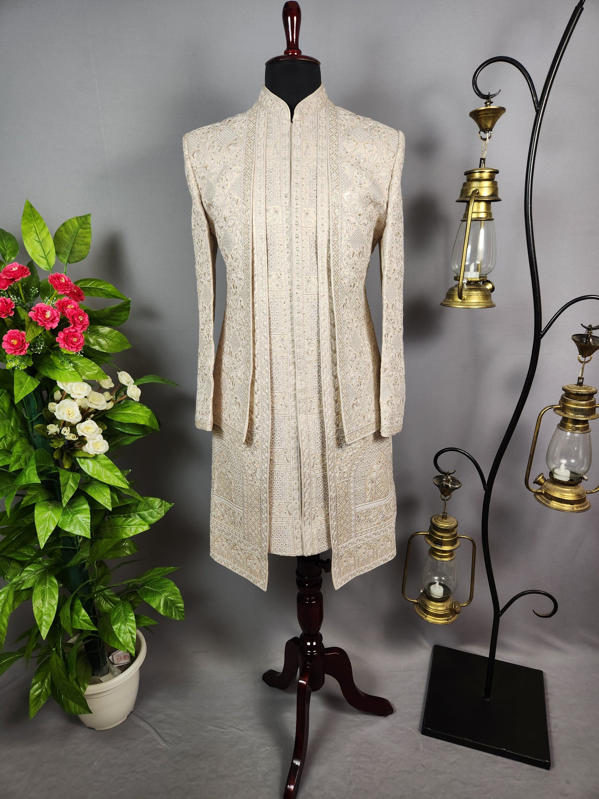 Rose Gold Sherwani for Groom  -   Indian Wedding Outfit for Men